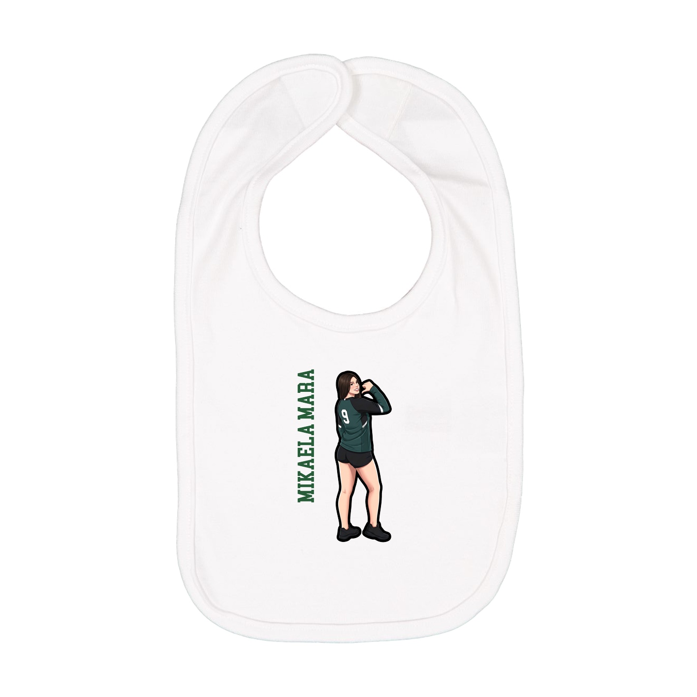 Infant Bib — Name Vertical in White