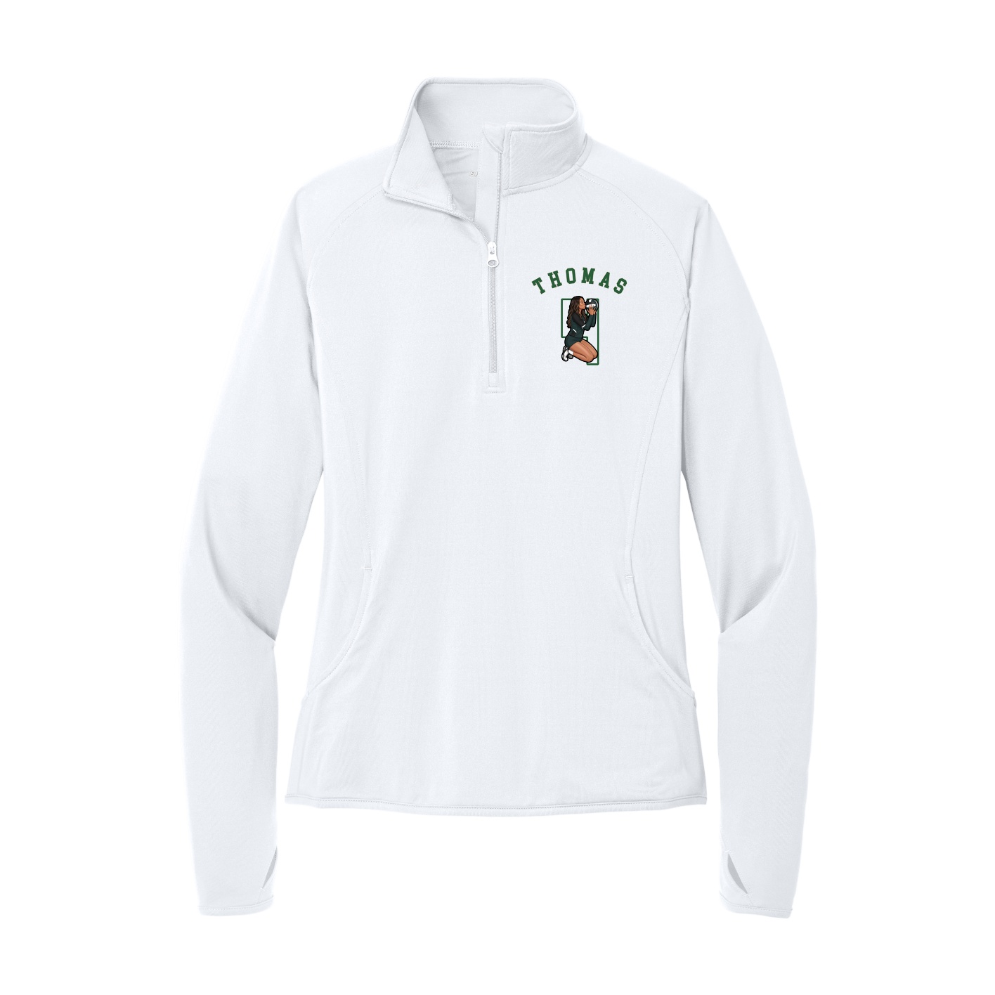 Women's Q-Zip Pullover — Shirsey Arch in White