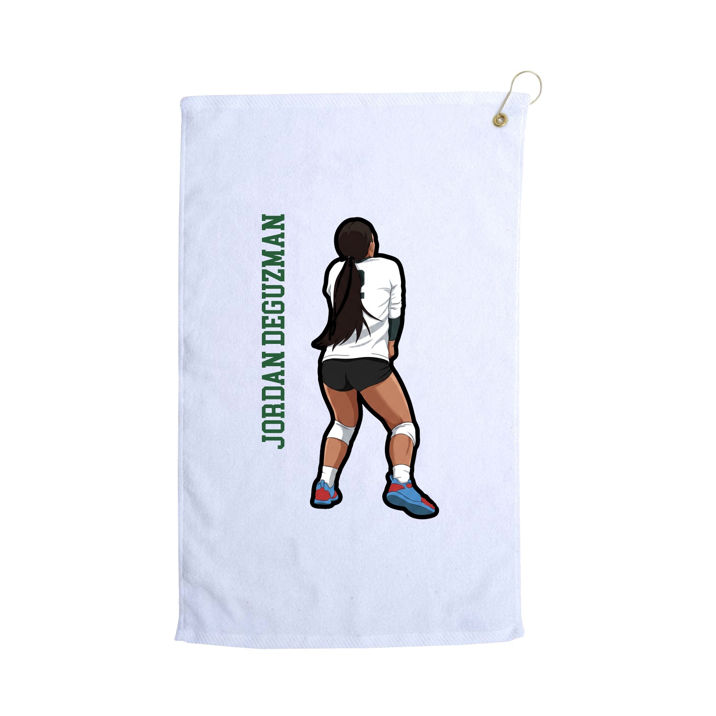 Golf Towel — Name Vertical in White