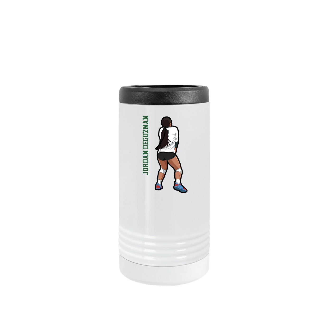 Slim Beverage Holder — Name Vertical in White