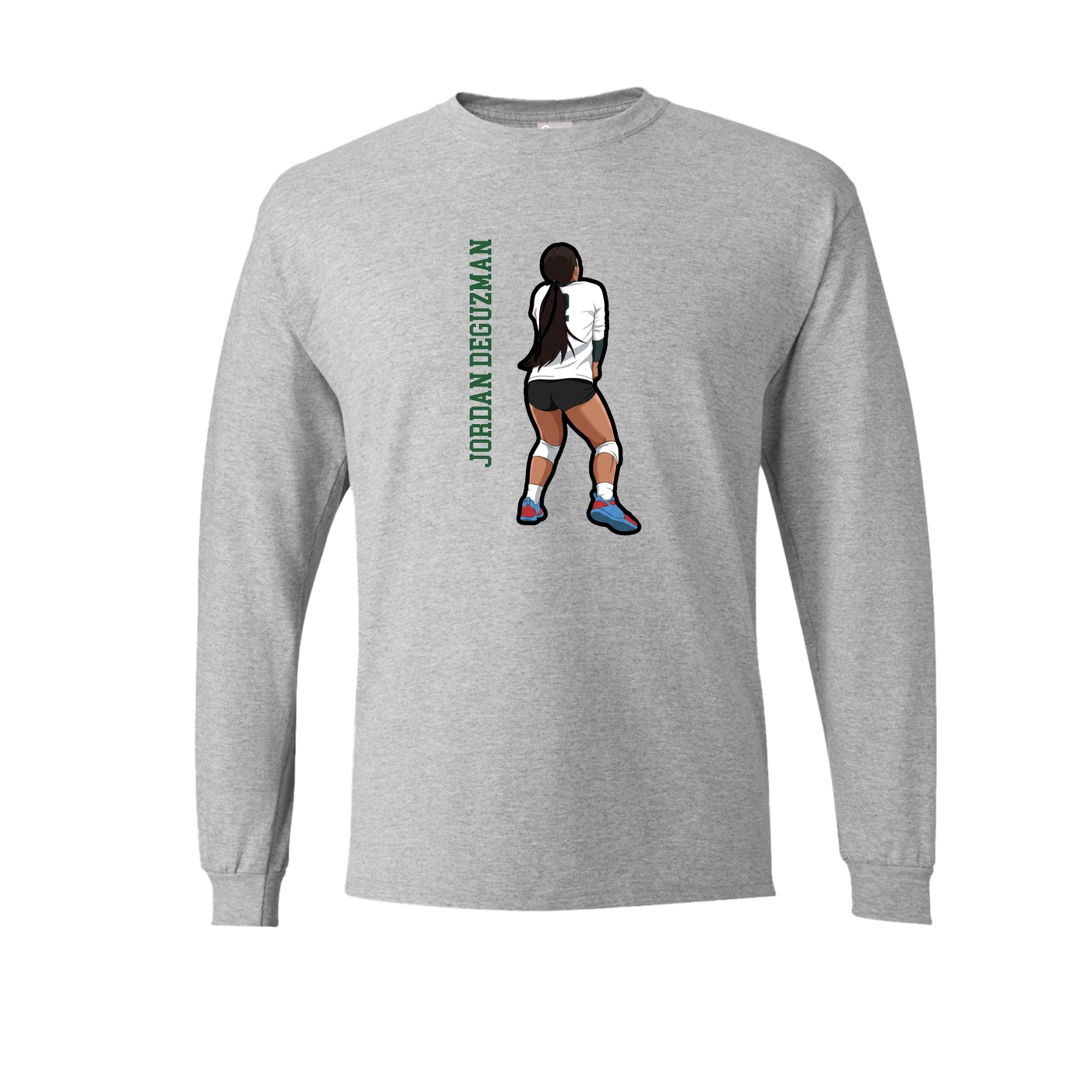 Long Sleeve Tee — Name Vertical in Grey