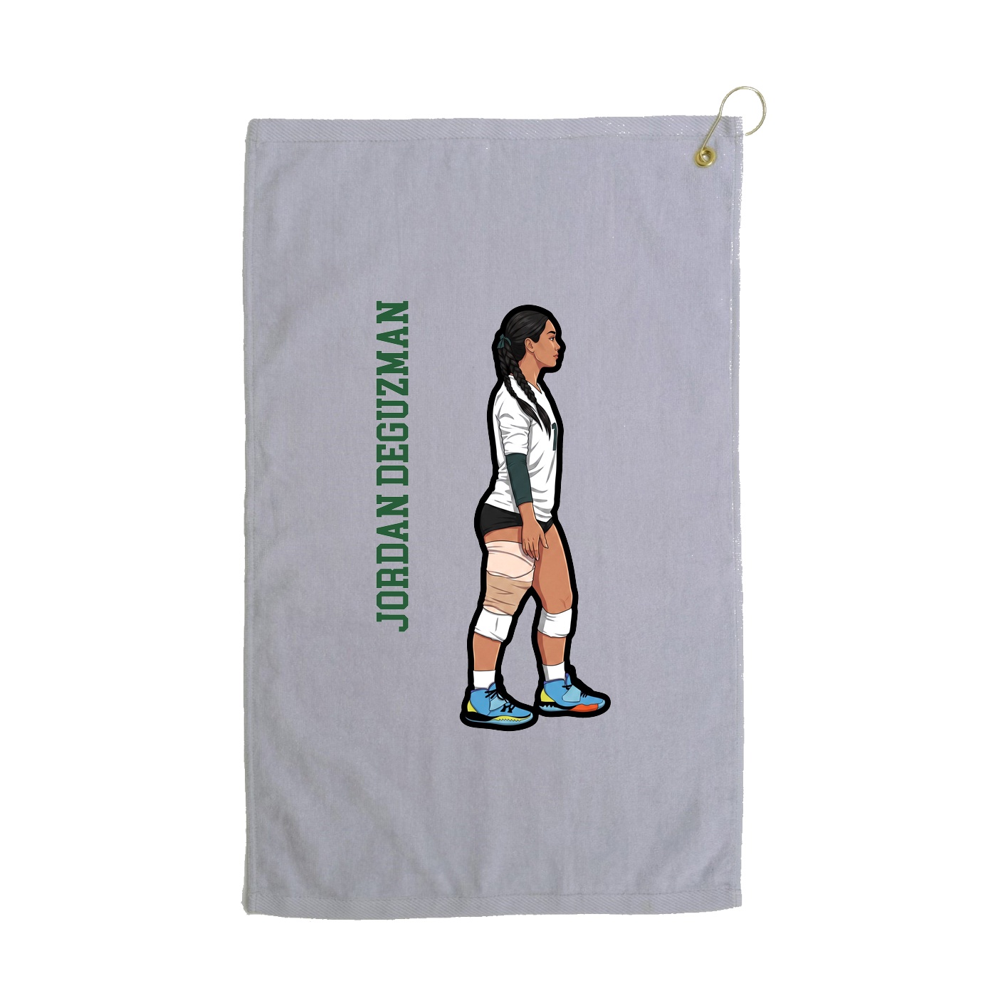 Golf Towel — Name Vertical in Grey