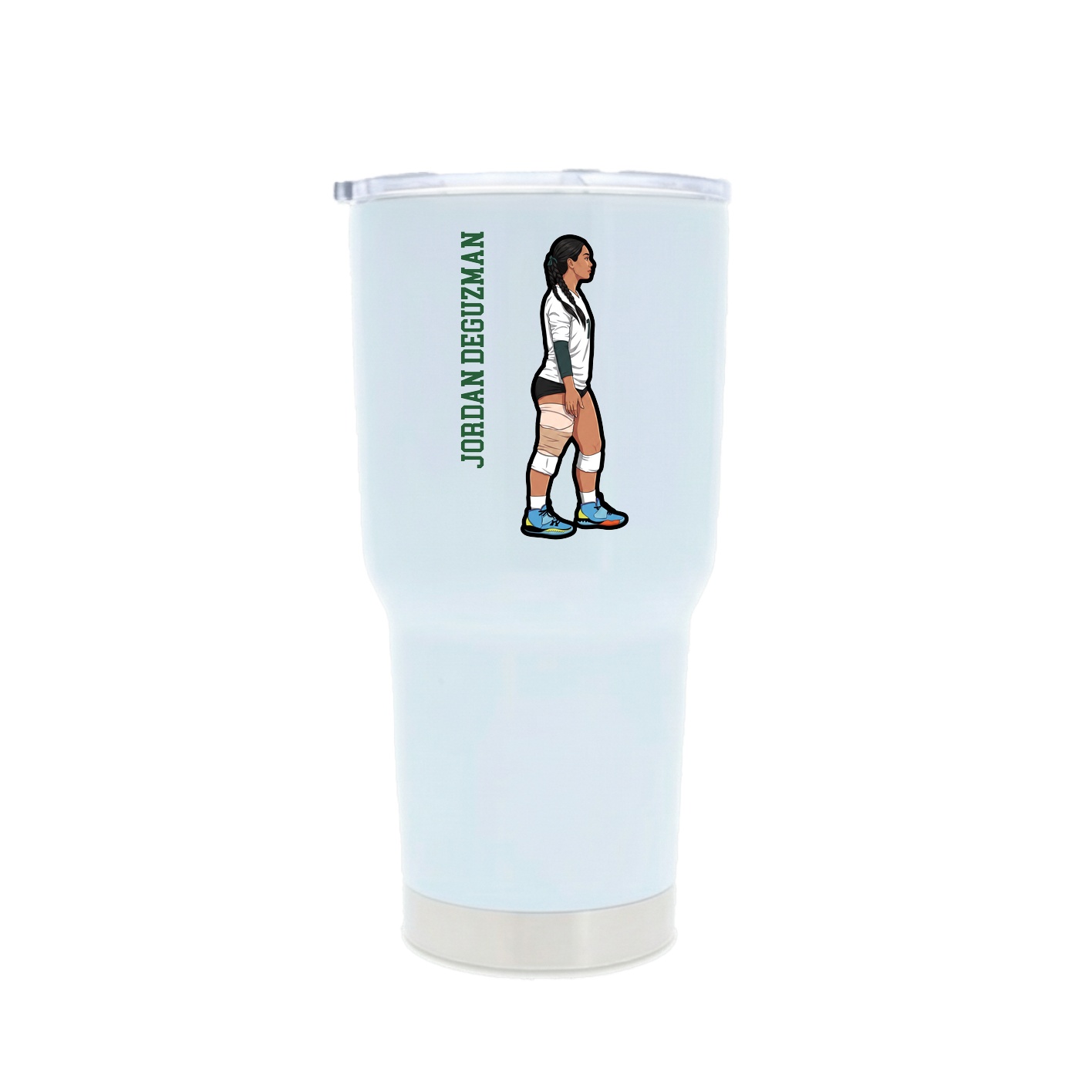 30oz Stainless Steel Tumbler — Name Vertical in White