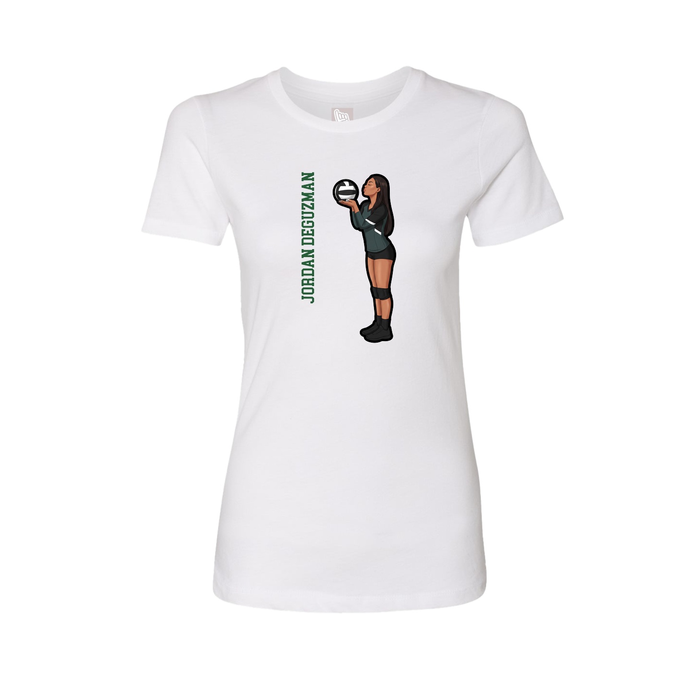 Fitted Women's Tee — Name Vertical in White