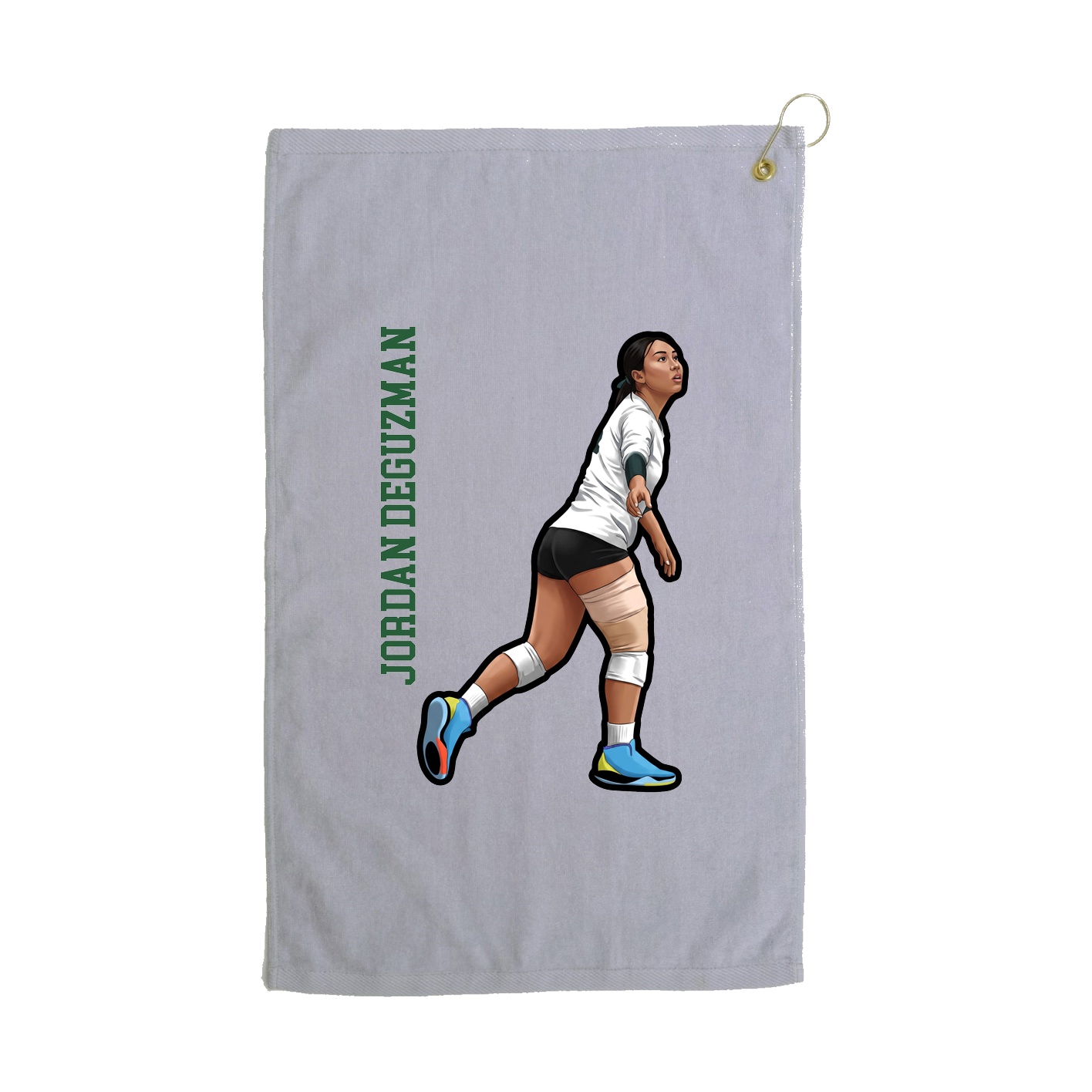 Golf Towel — Name Vertical in Grey