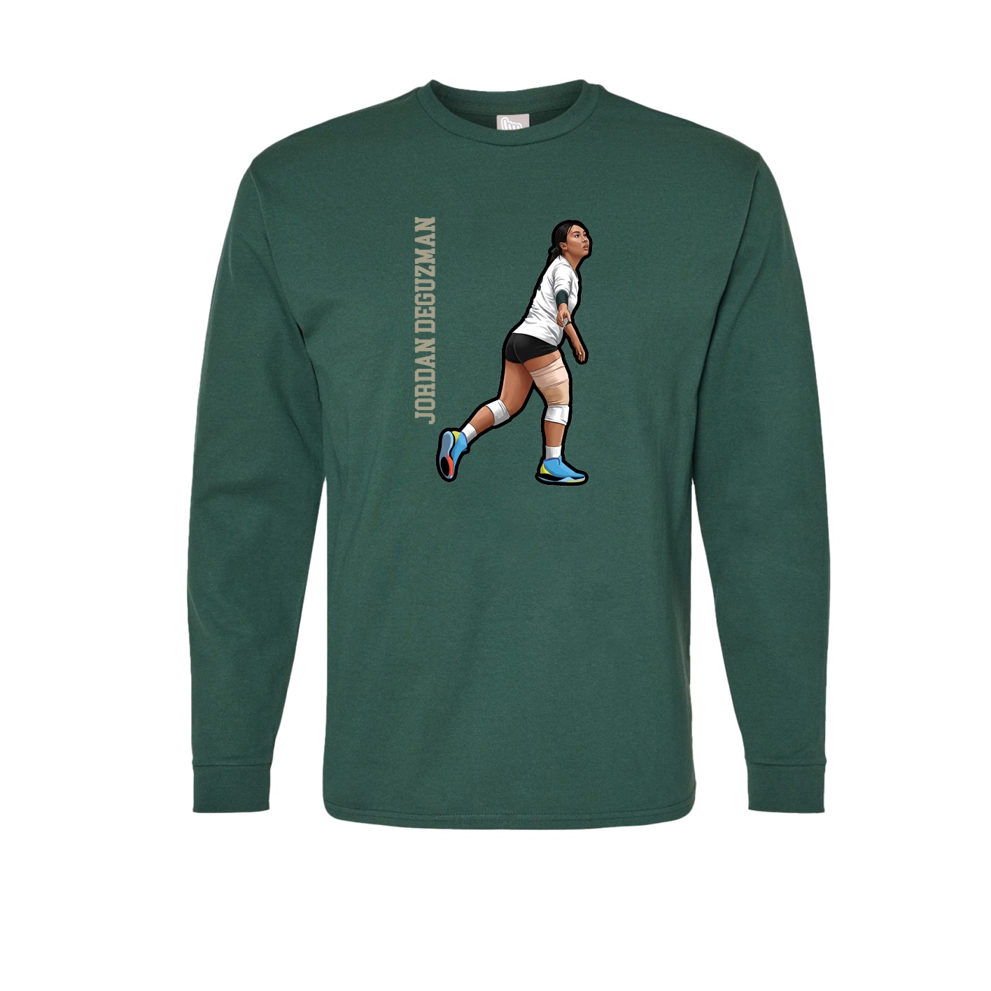 Long Sleeve Tee — Name Vertical in Green