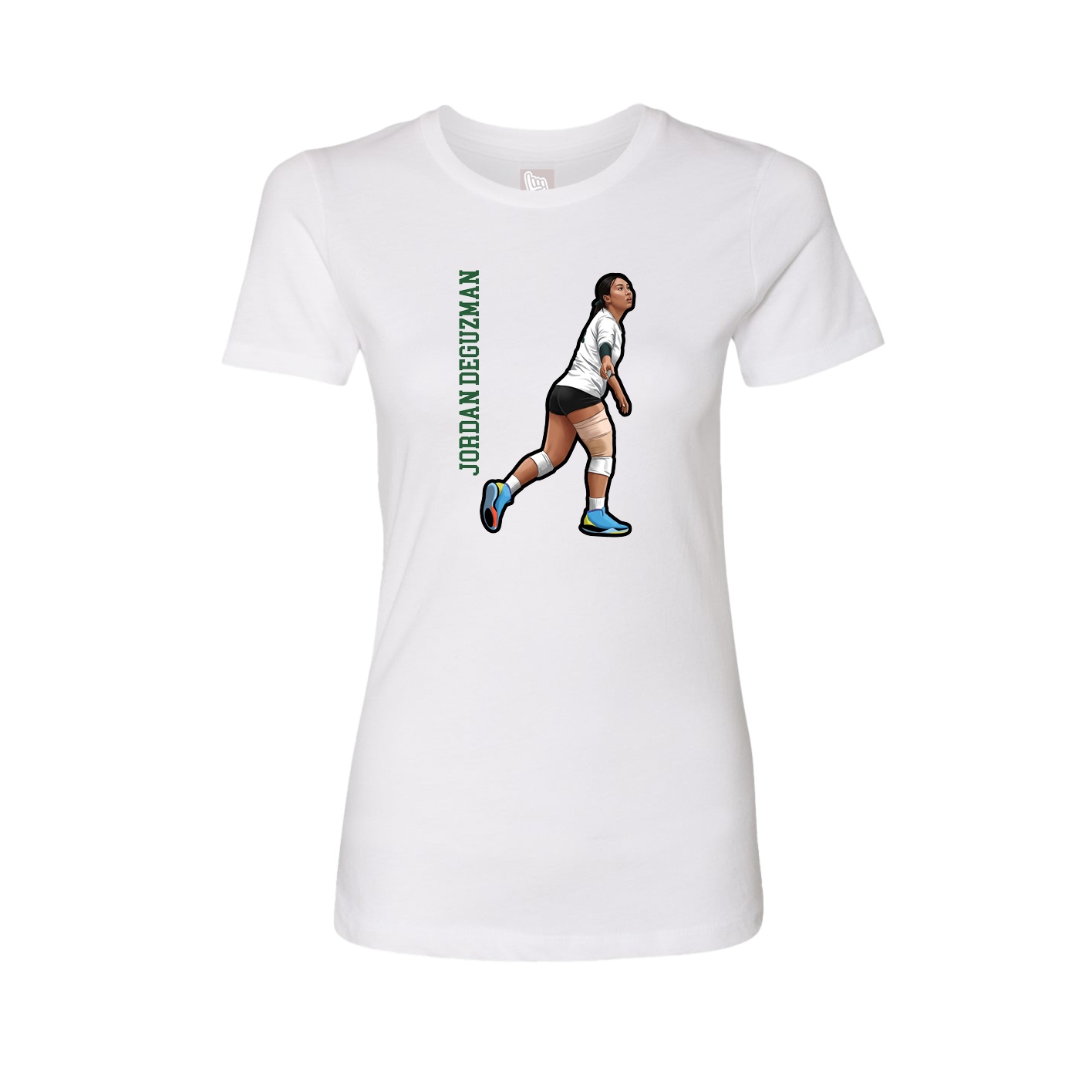 Womens Tee — Name Vertical in White