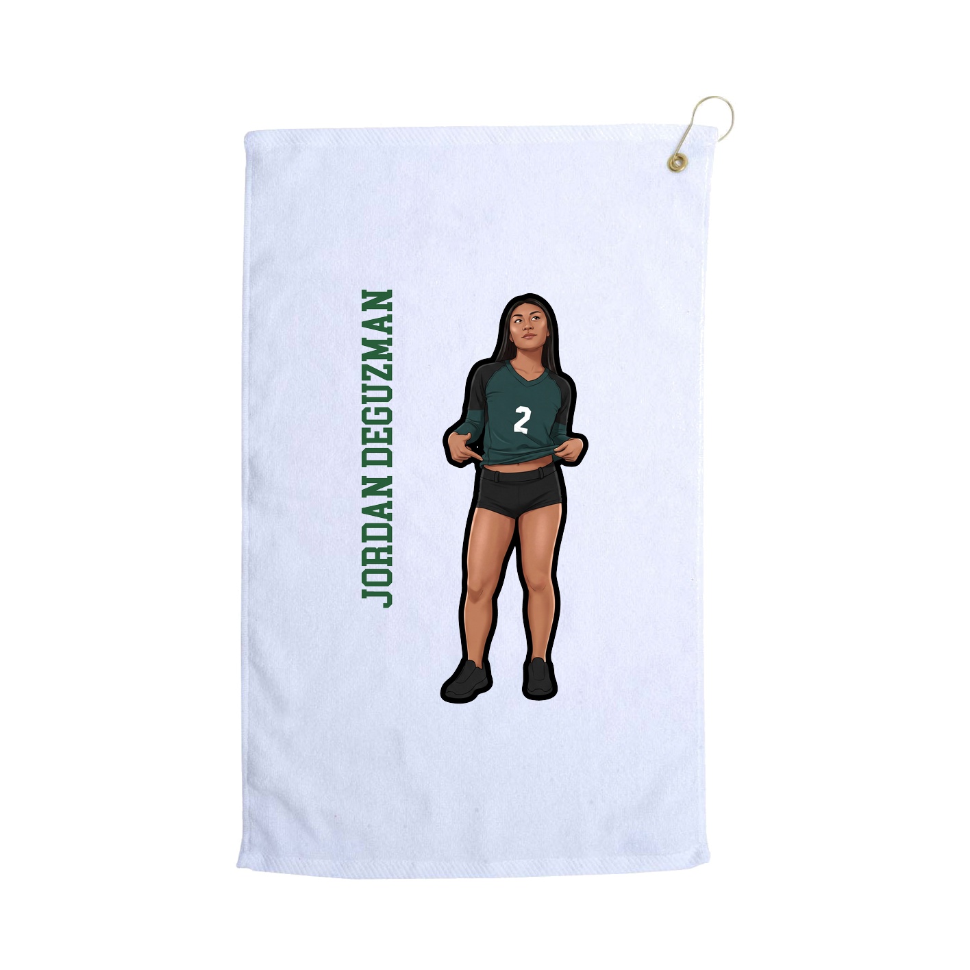 Golf Towel — Name Vertical in White