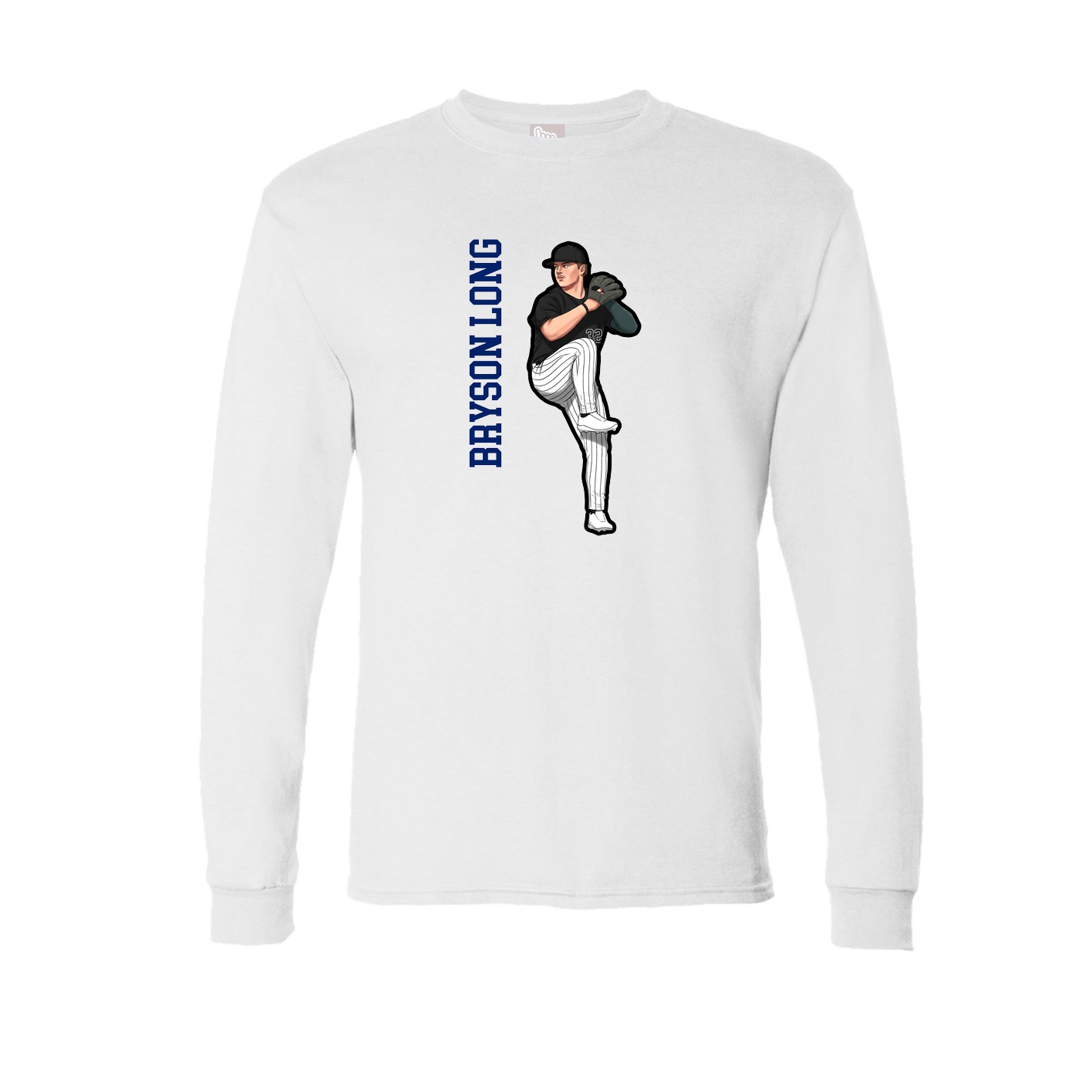Long Sleeve Tee — Name Vertical in White