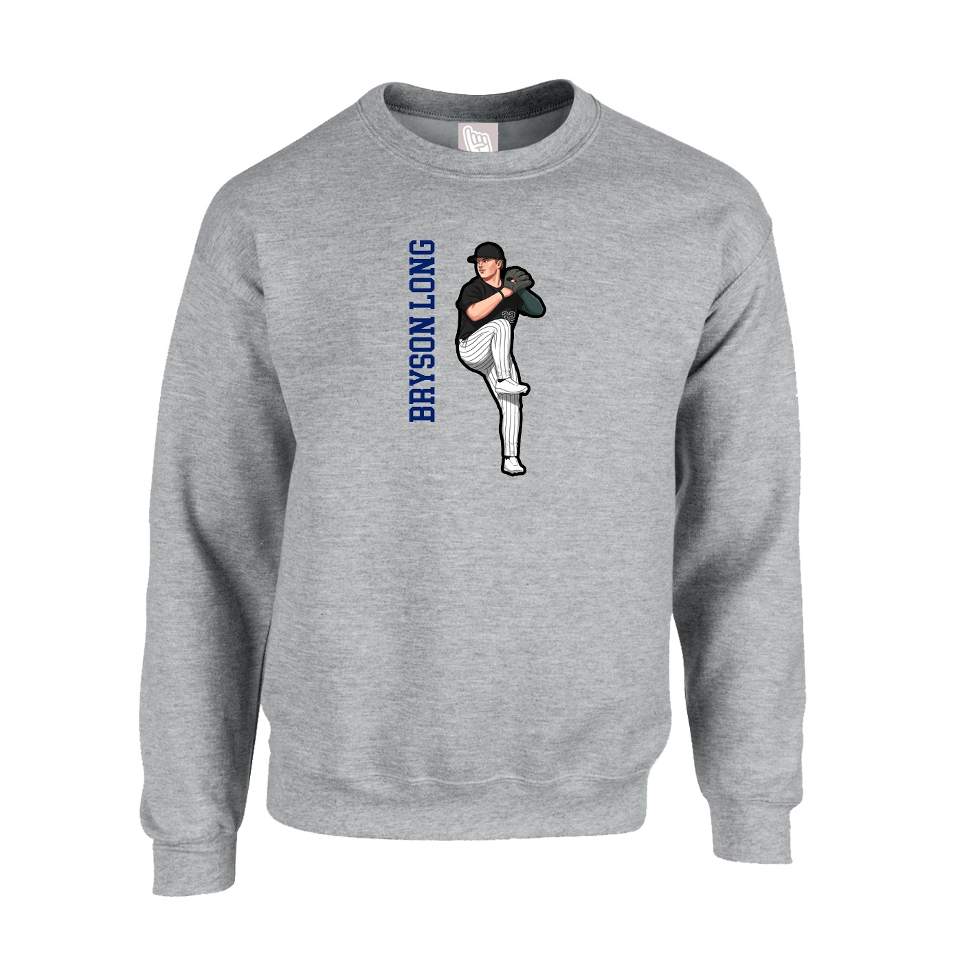 Fleece Crew — Name Vertical in Grey