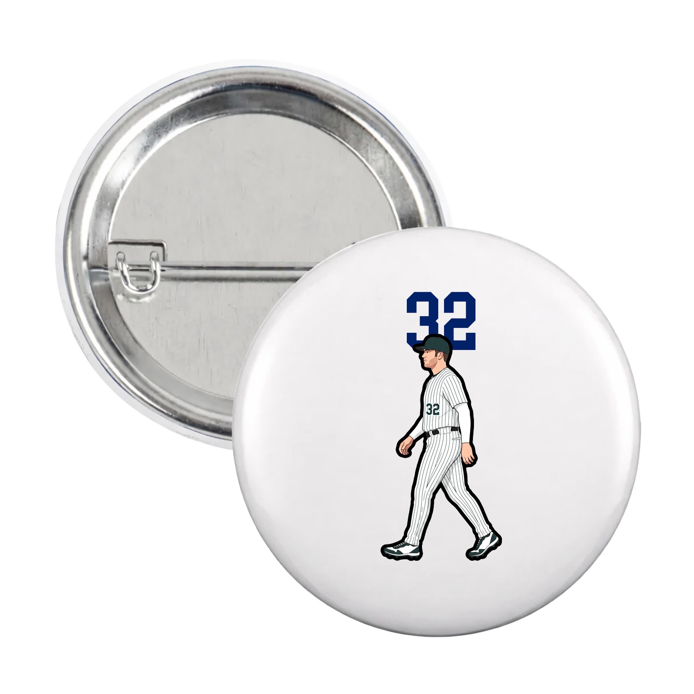 Game Day Button — Number Top in White