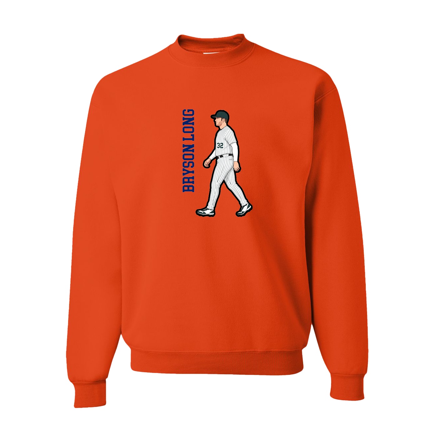 Fleece Crew — Name Vertical in Orange