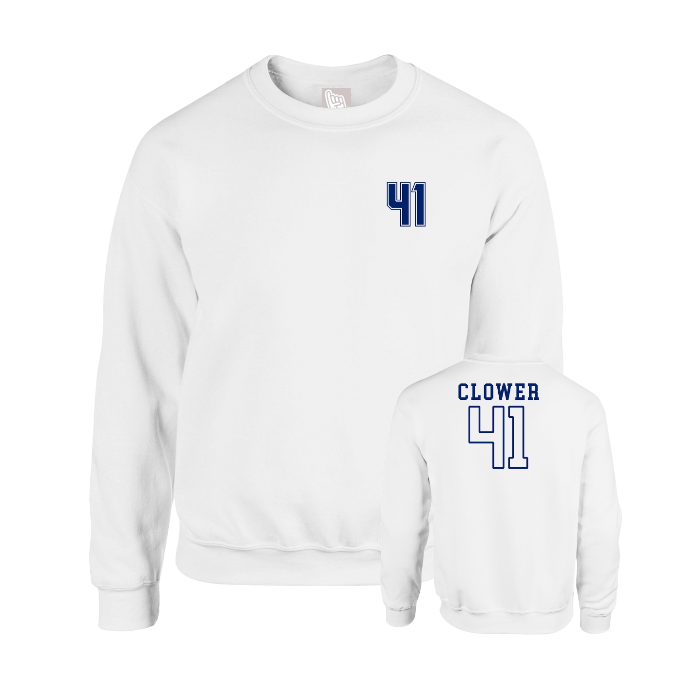 Fleece Crew — Chest Back in White