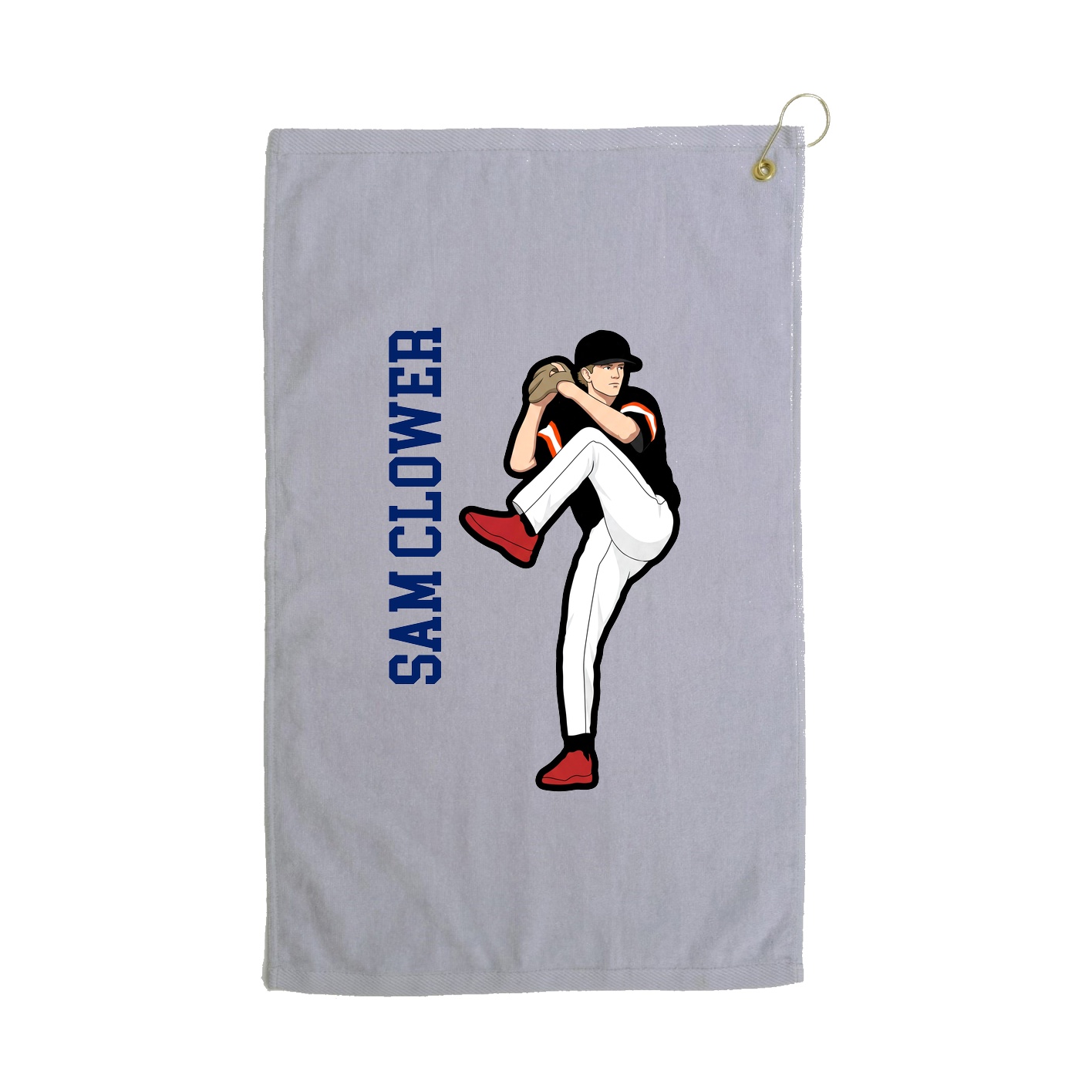 Golf Towel — Name Vertical in Grey