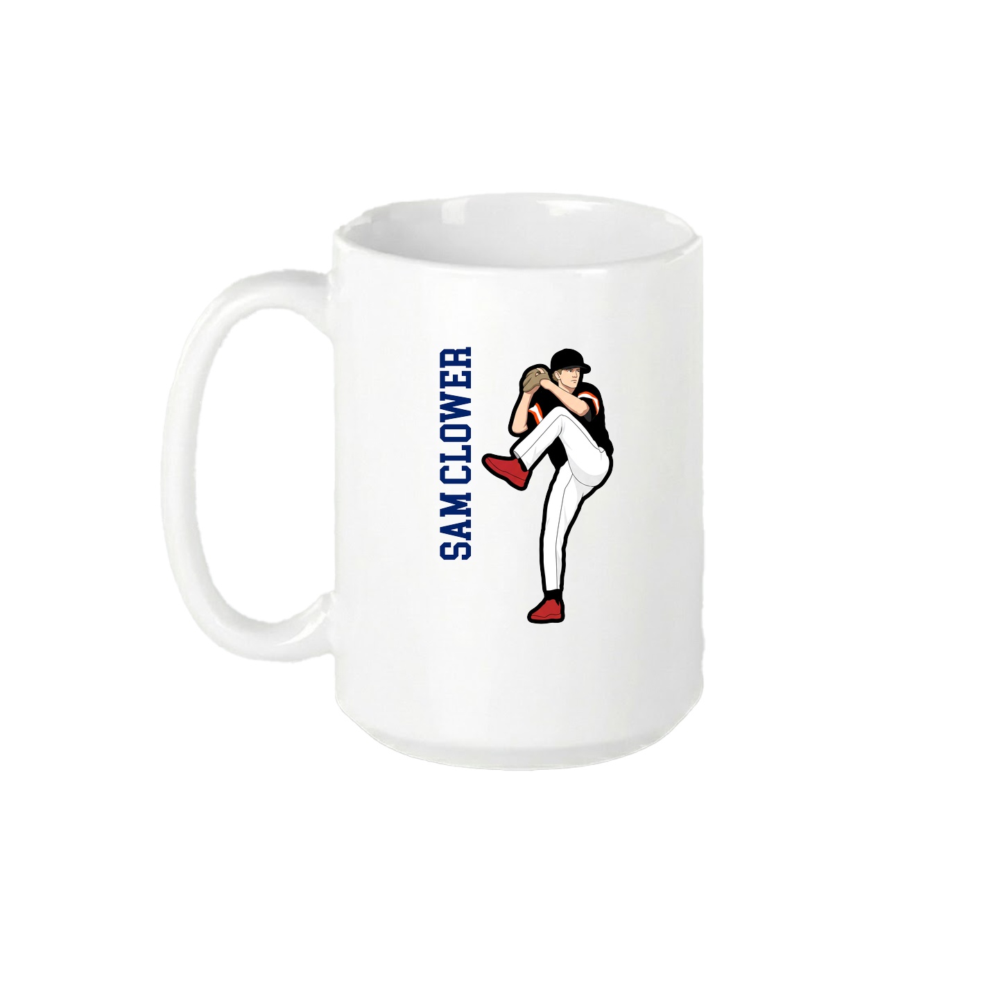 15oz Coffee Mug — Name Vertical in White
