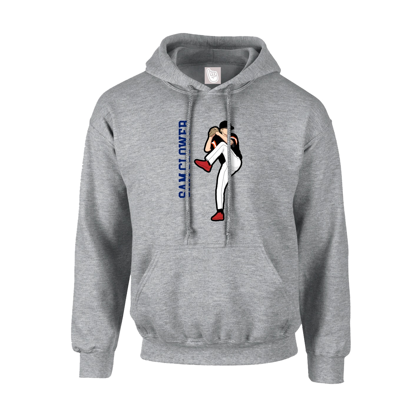 Youth Hoodie — Name Vertical in Grey