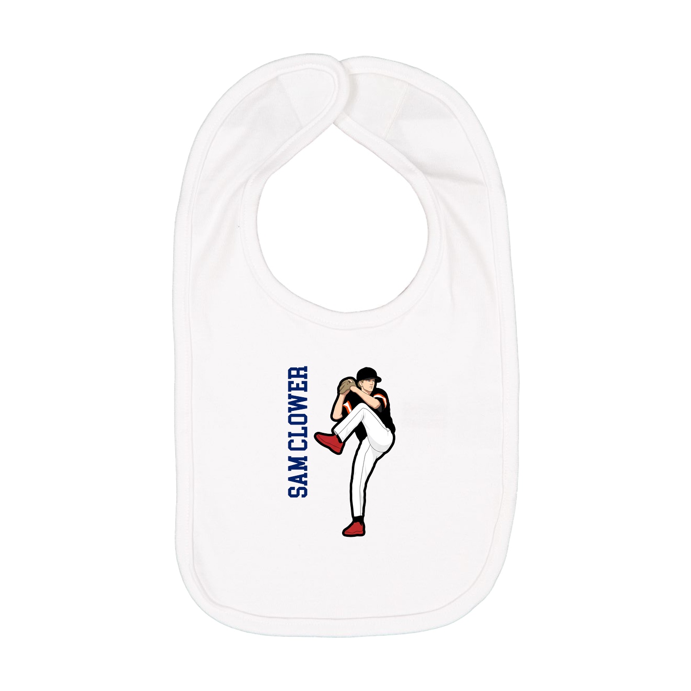 Infant Bib — Name Vertical in White