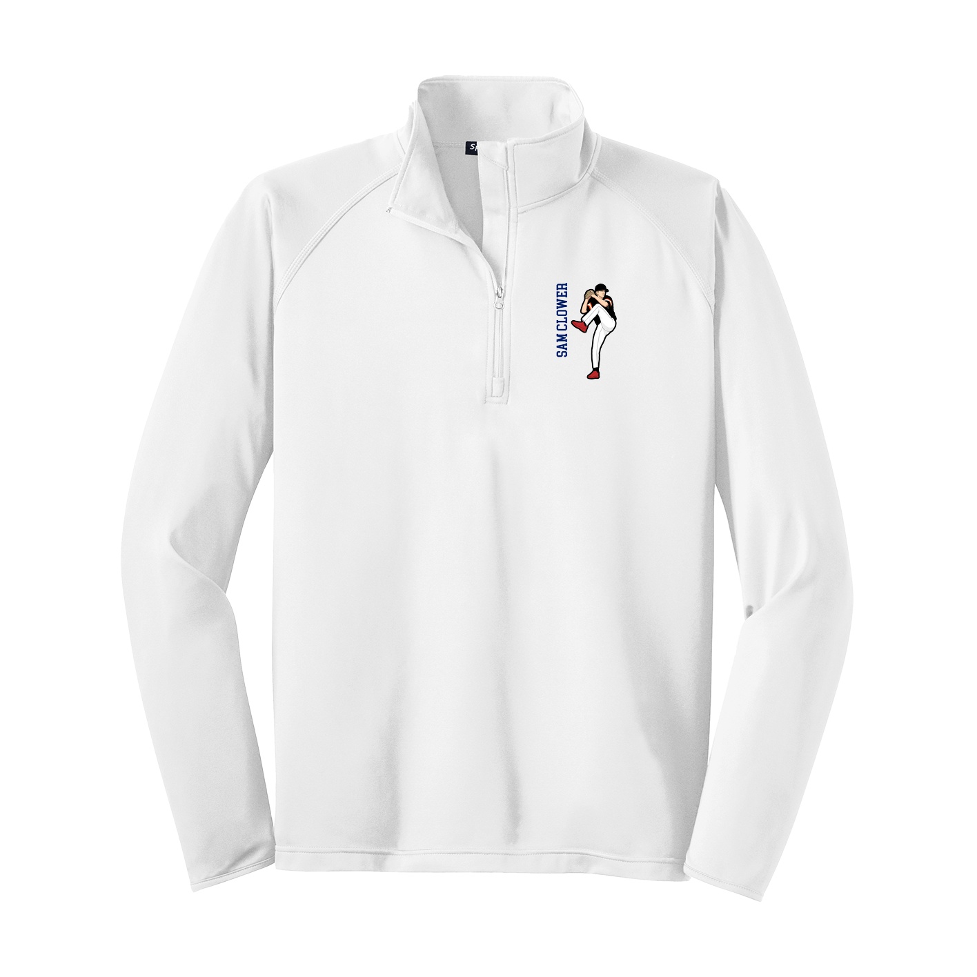 Q-Zip Pullover — Name Vertical in White