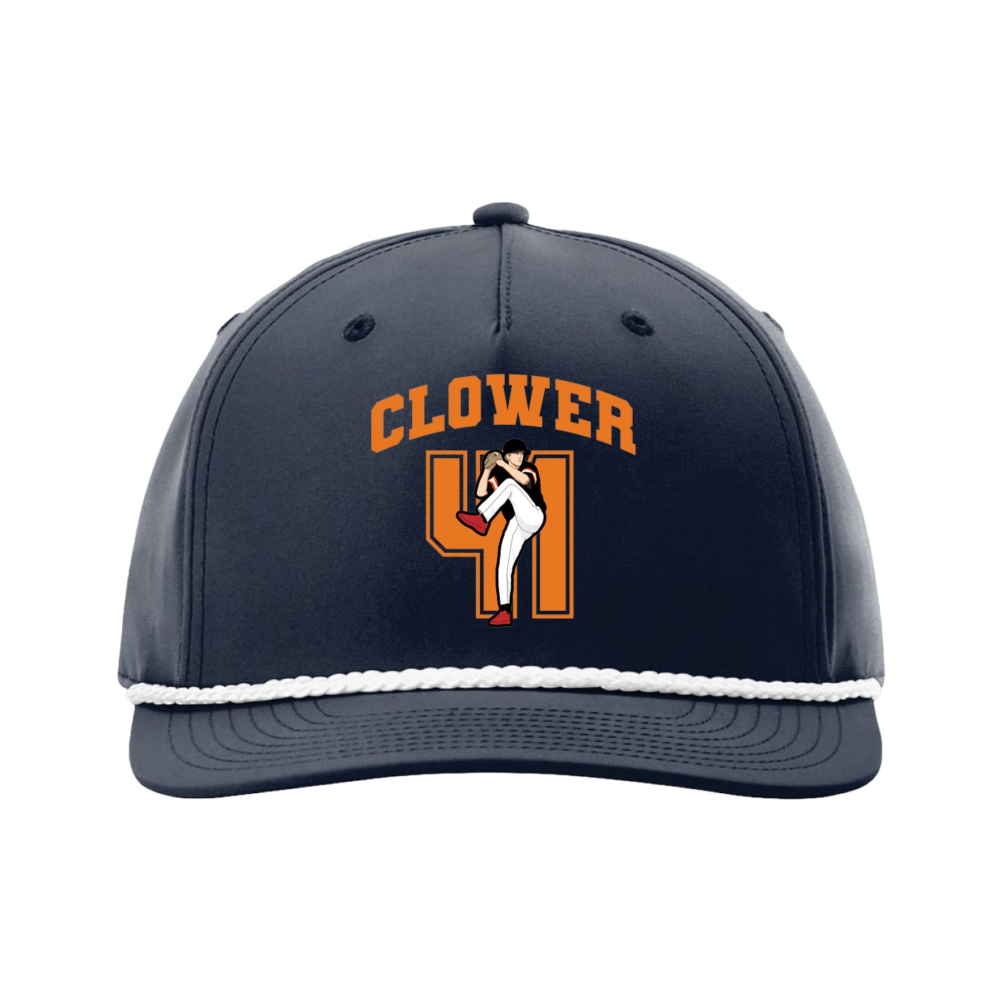 Five-Panel Classic Rope Cap — Number in Navy