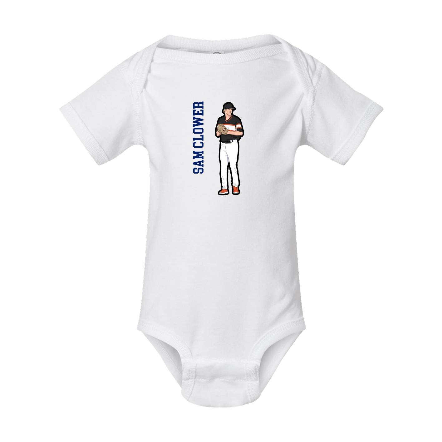 Baby Onesie — Name Vertical in White