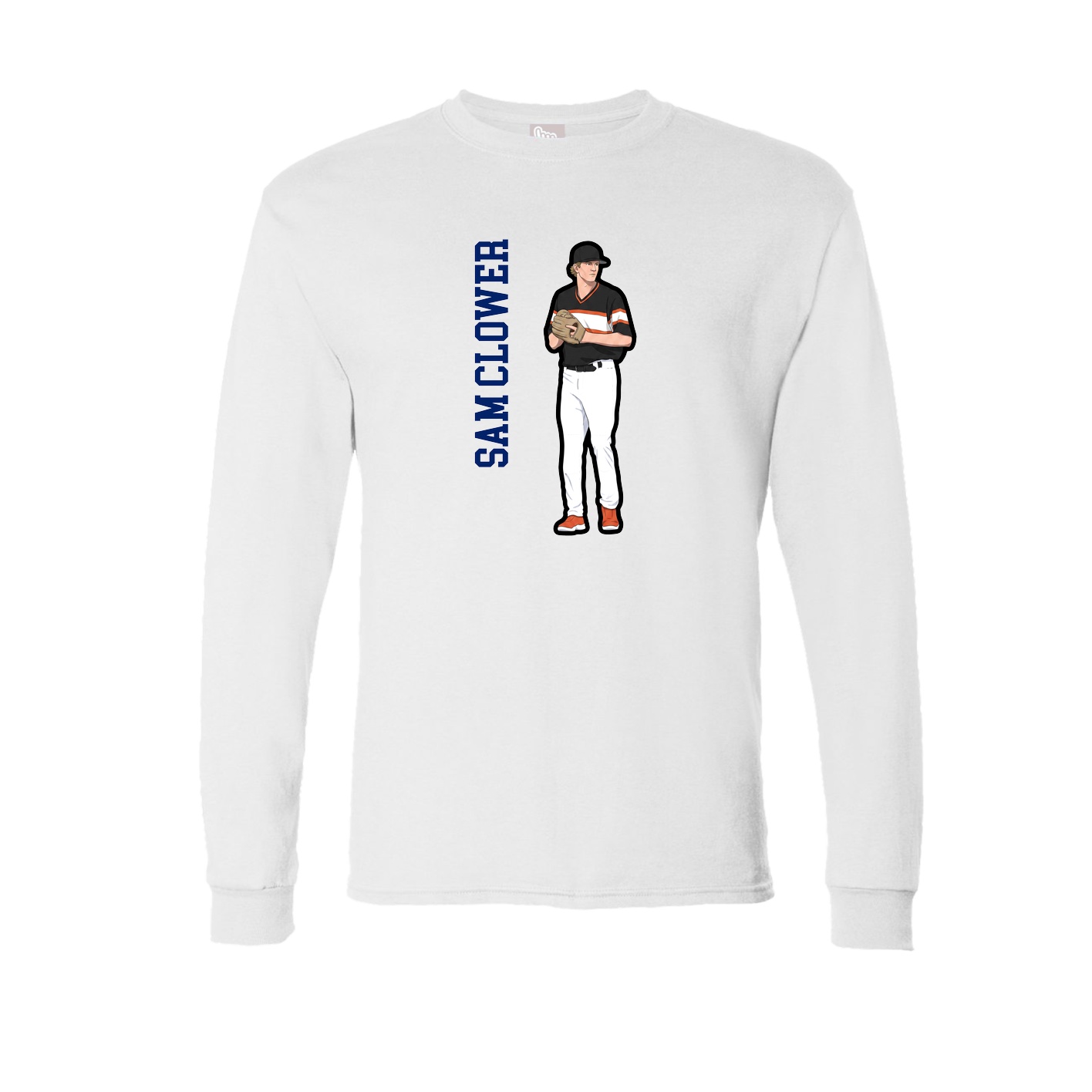 Long Sleeve Tee — Name Vertical in White
