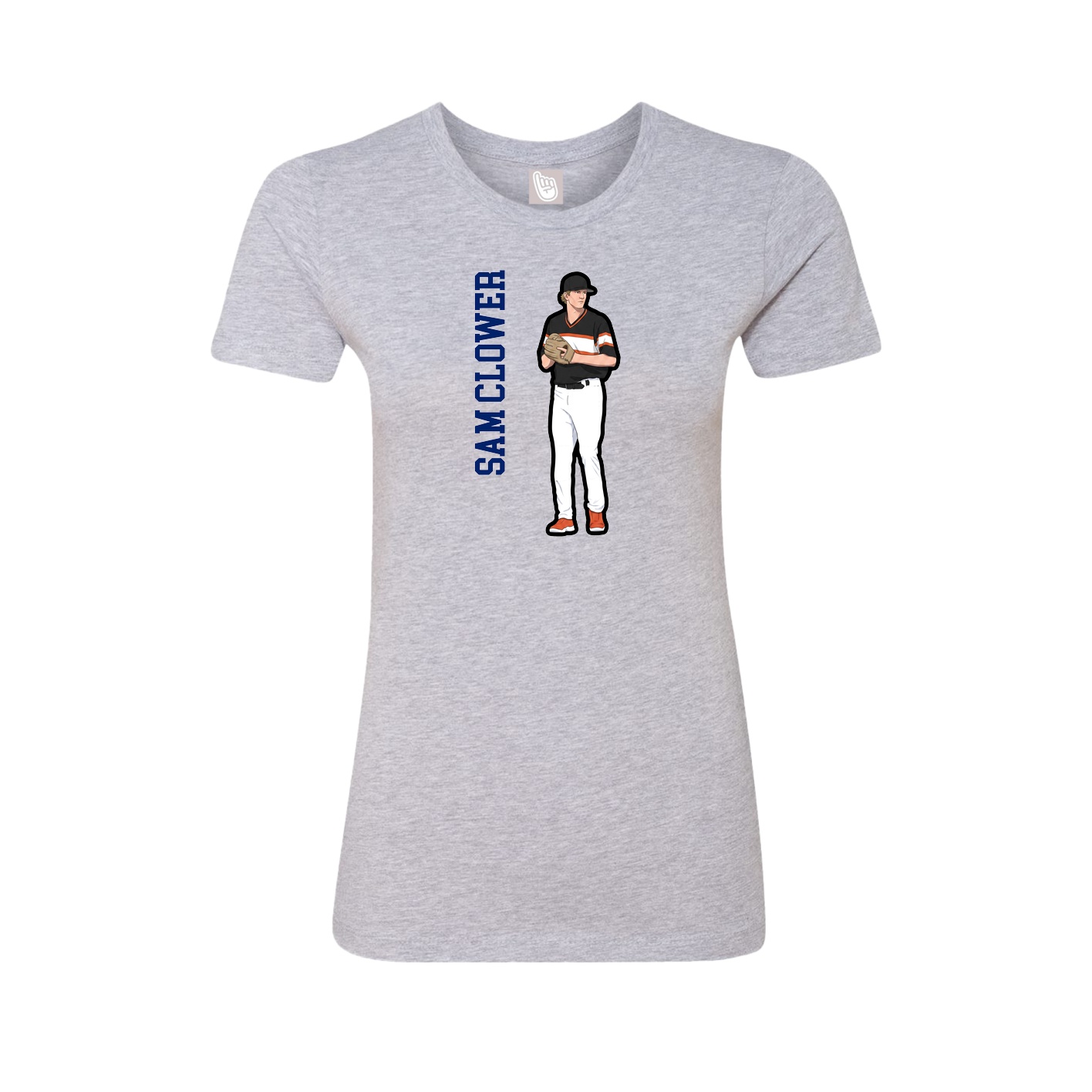 Fitted Women's Tee — Name Vertical in Grey