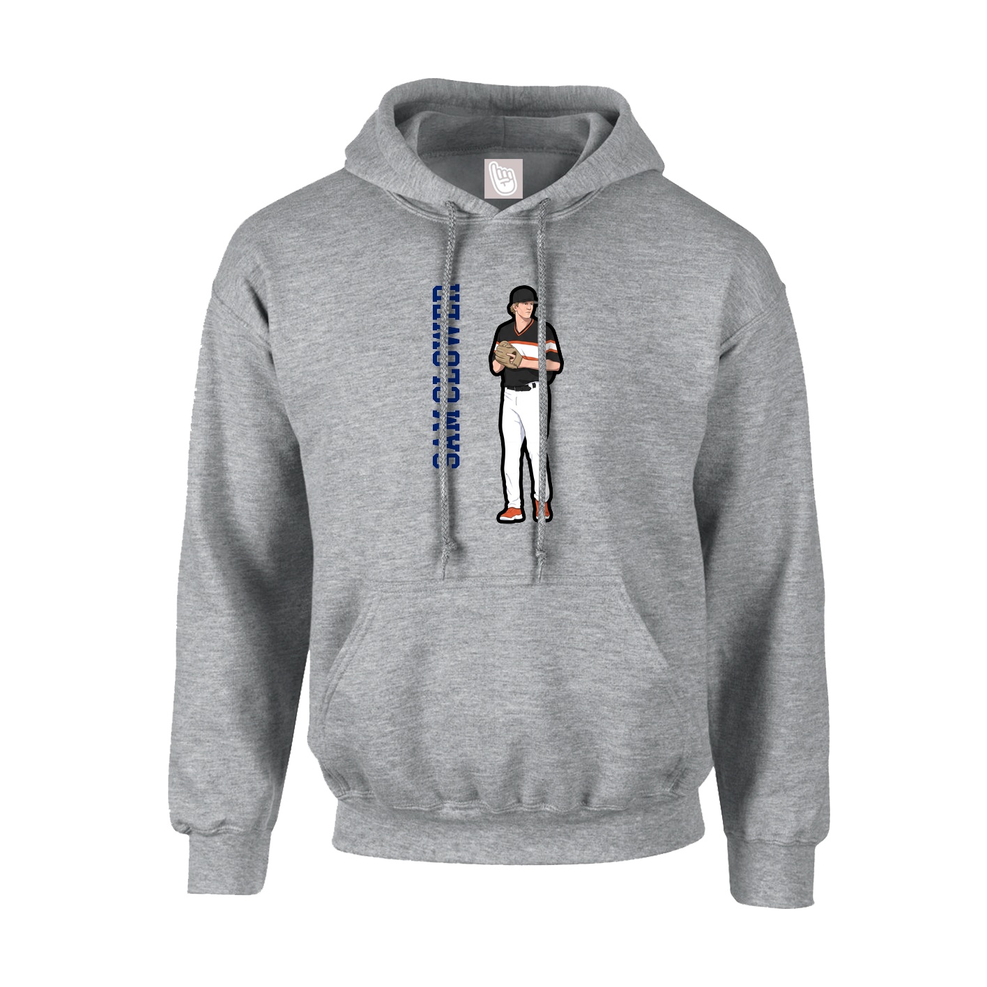 Hoodie — Name Vertical in Grey