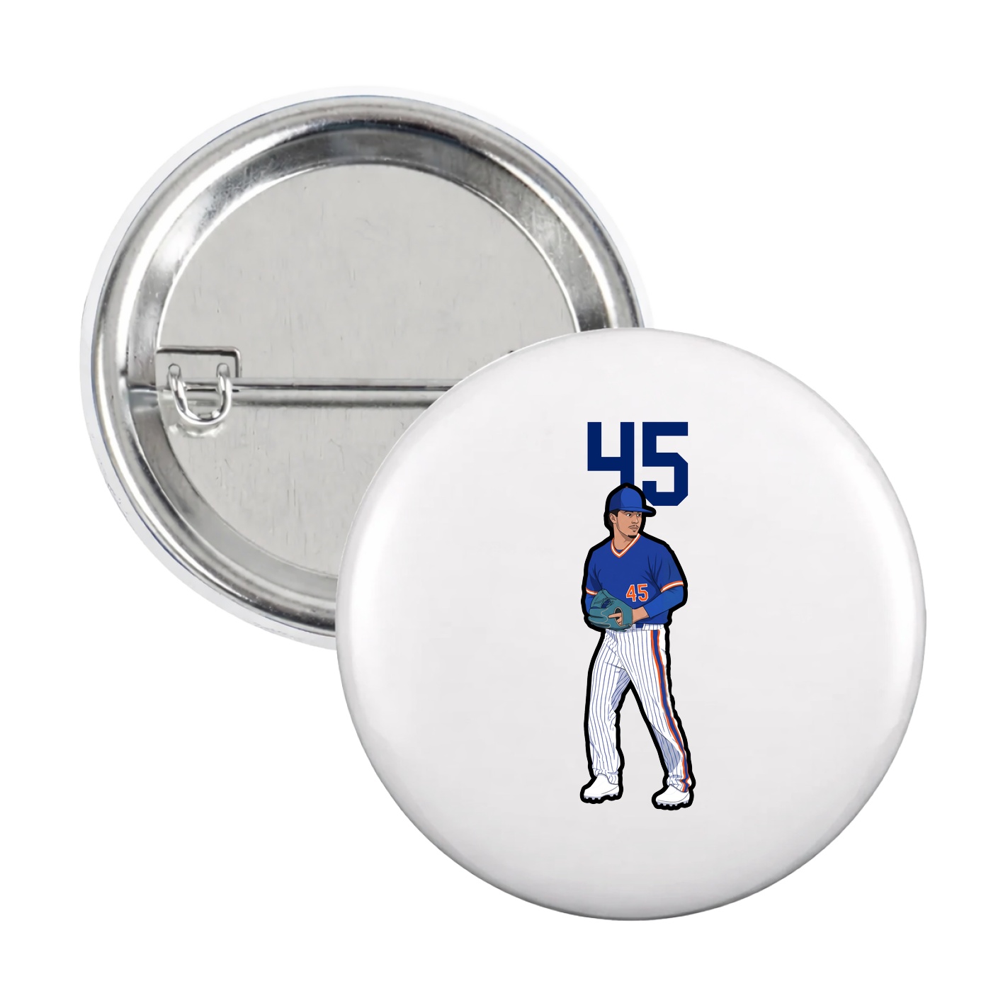 Game Day Button — Number Top in White
