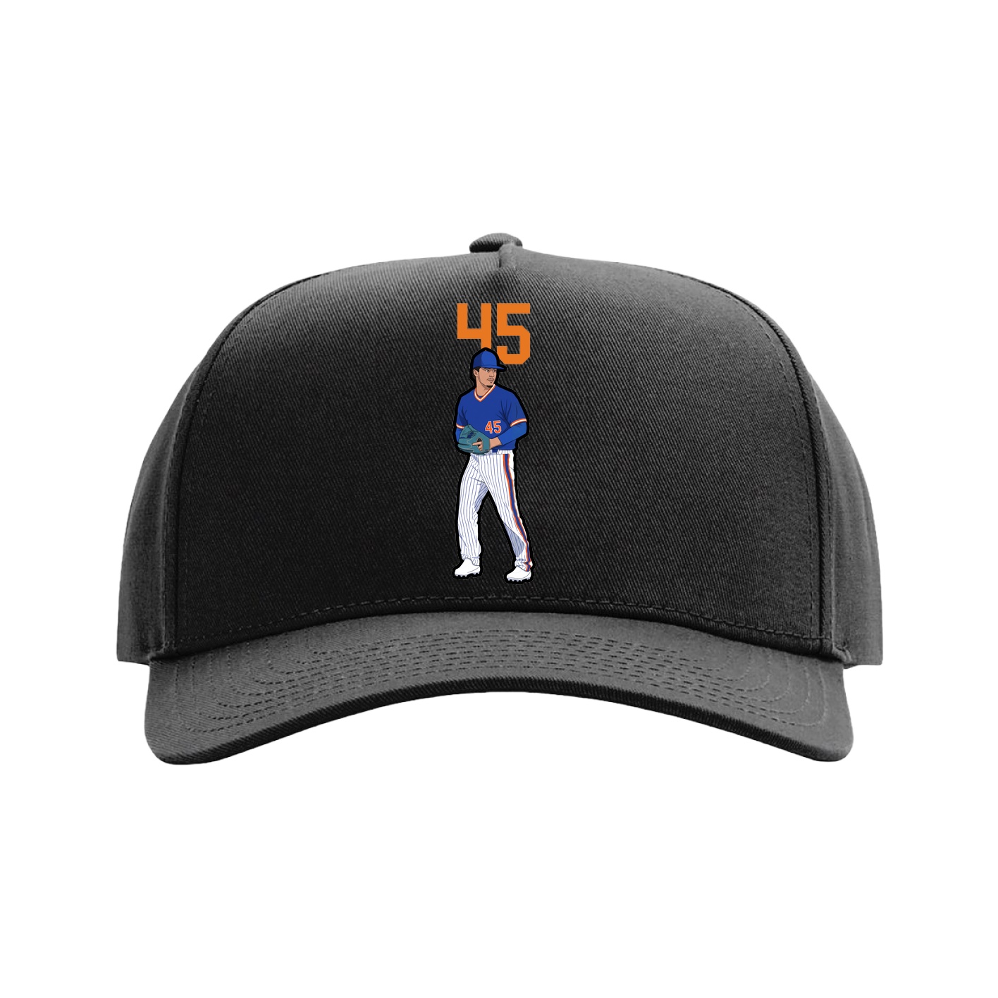 Full Fabric Five-Panel Champ Cap — Number Top in Black