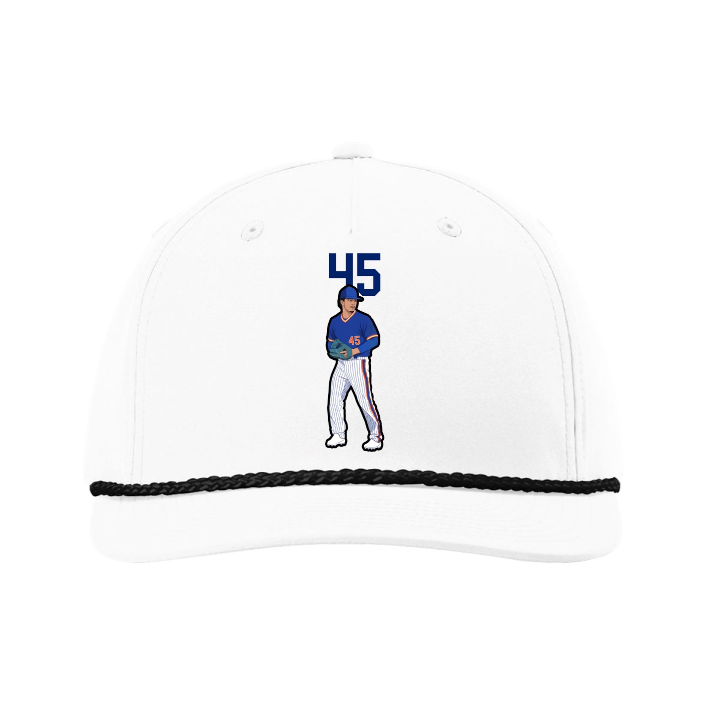 Five-Panel Classic Rope Cap — Number Top in White