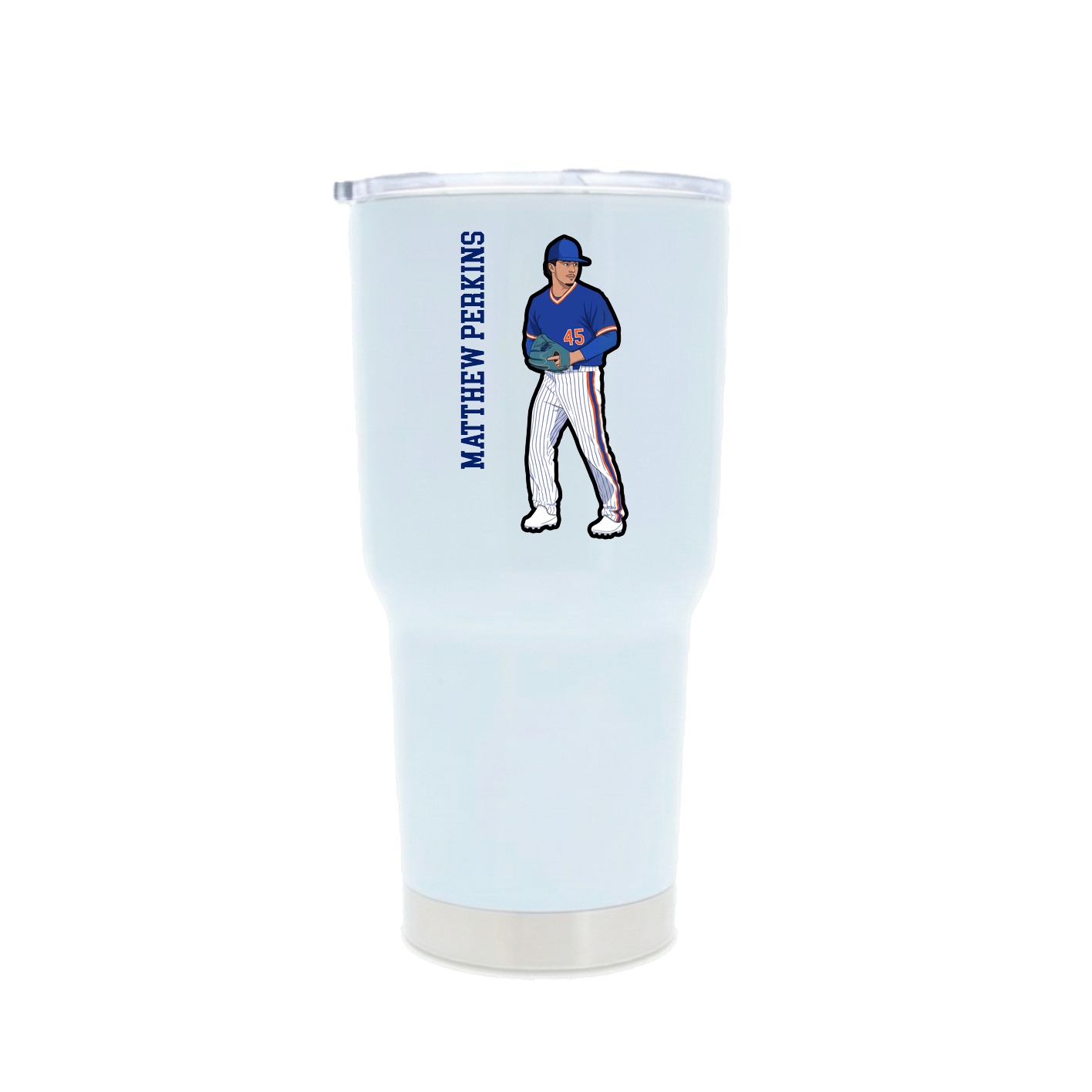 30oz Stainless Steel Tumbler — Name Vertical in White