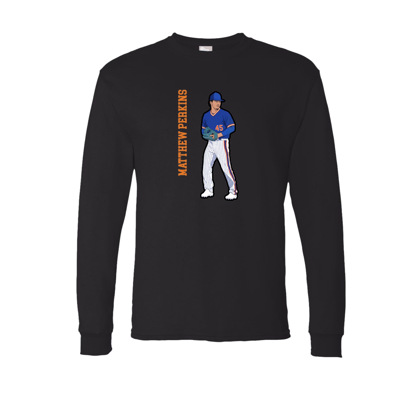 Long Sleeve Tee — Name Vertical in Black