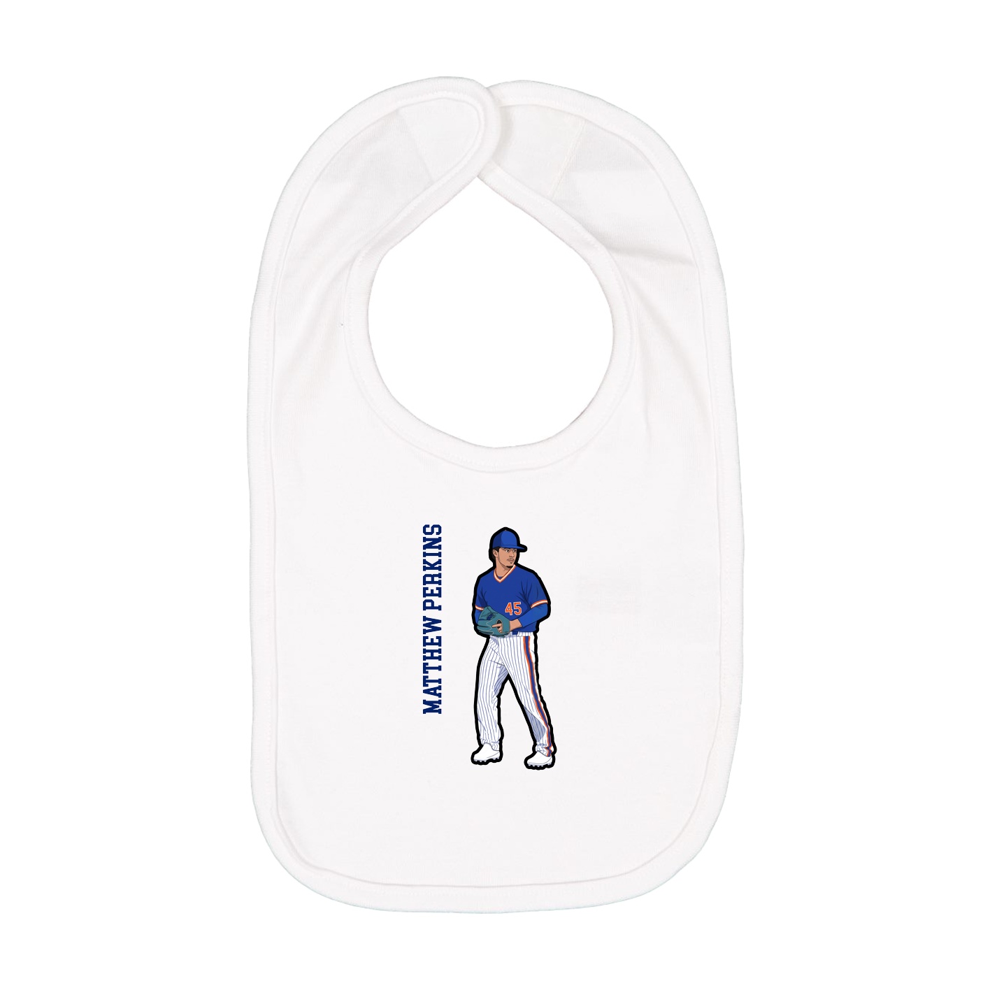 Infant Bib — Name Vertical in White