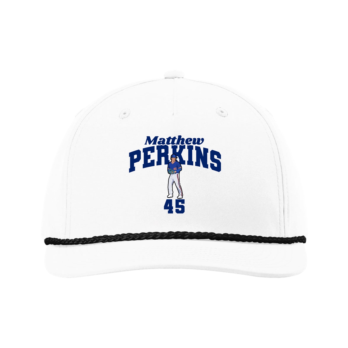 Five-Panel Classic Rope Cap — Signature Arch in White