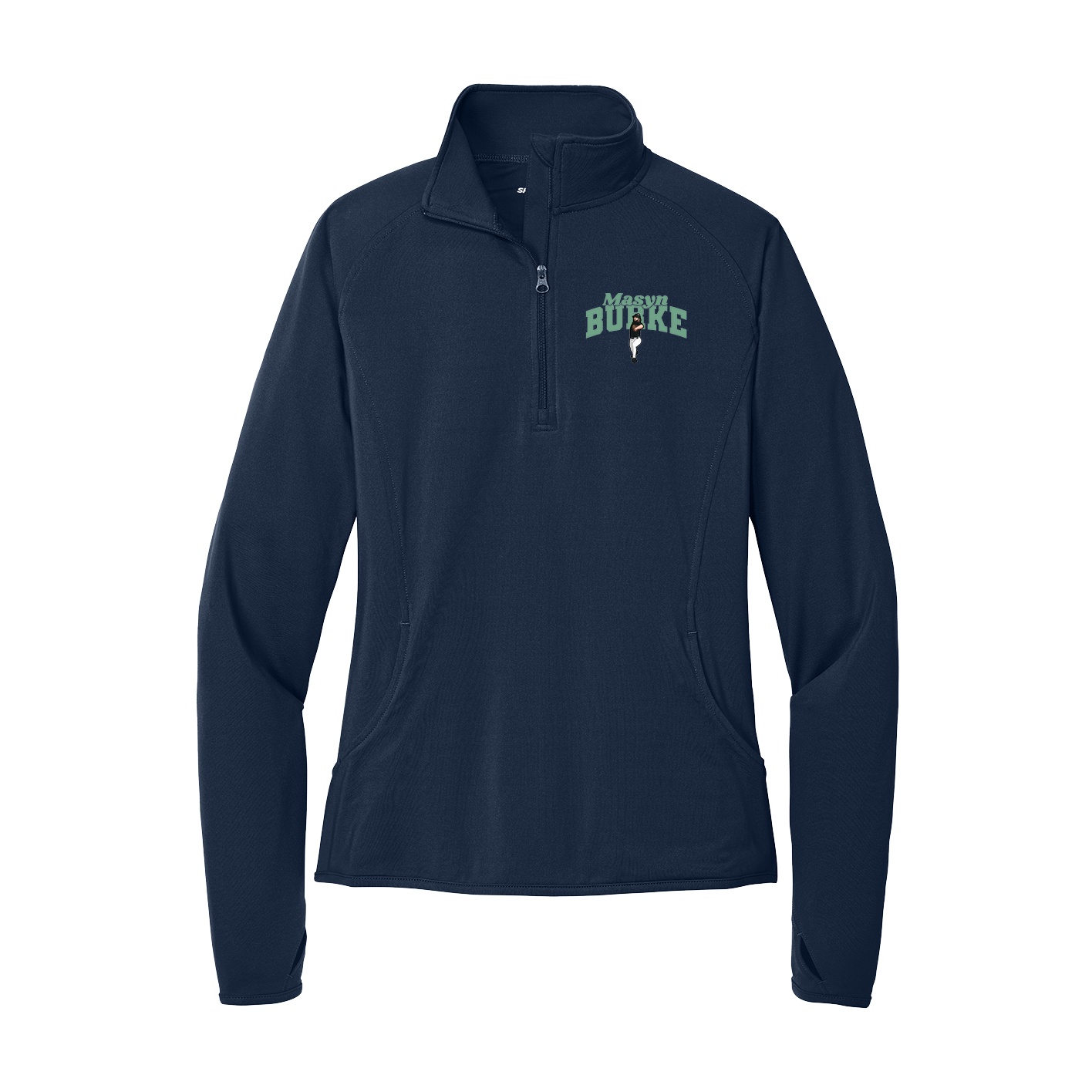 Women's Q-Zip Pullover — Signature Arch in Navy