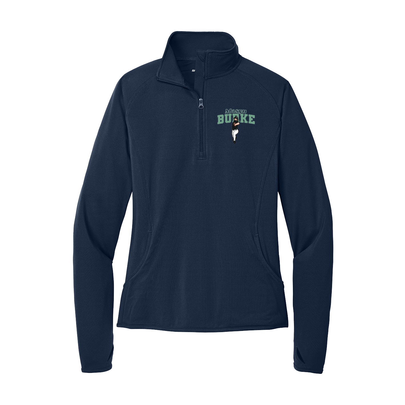 Women's Q-Zip Pullover — Name Arch in Navy