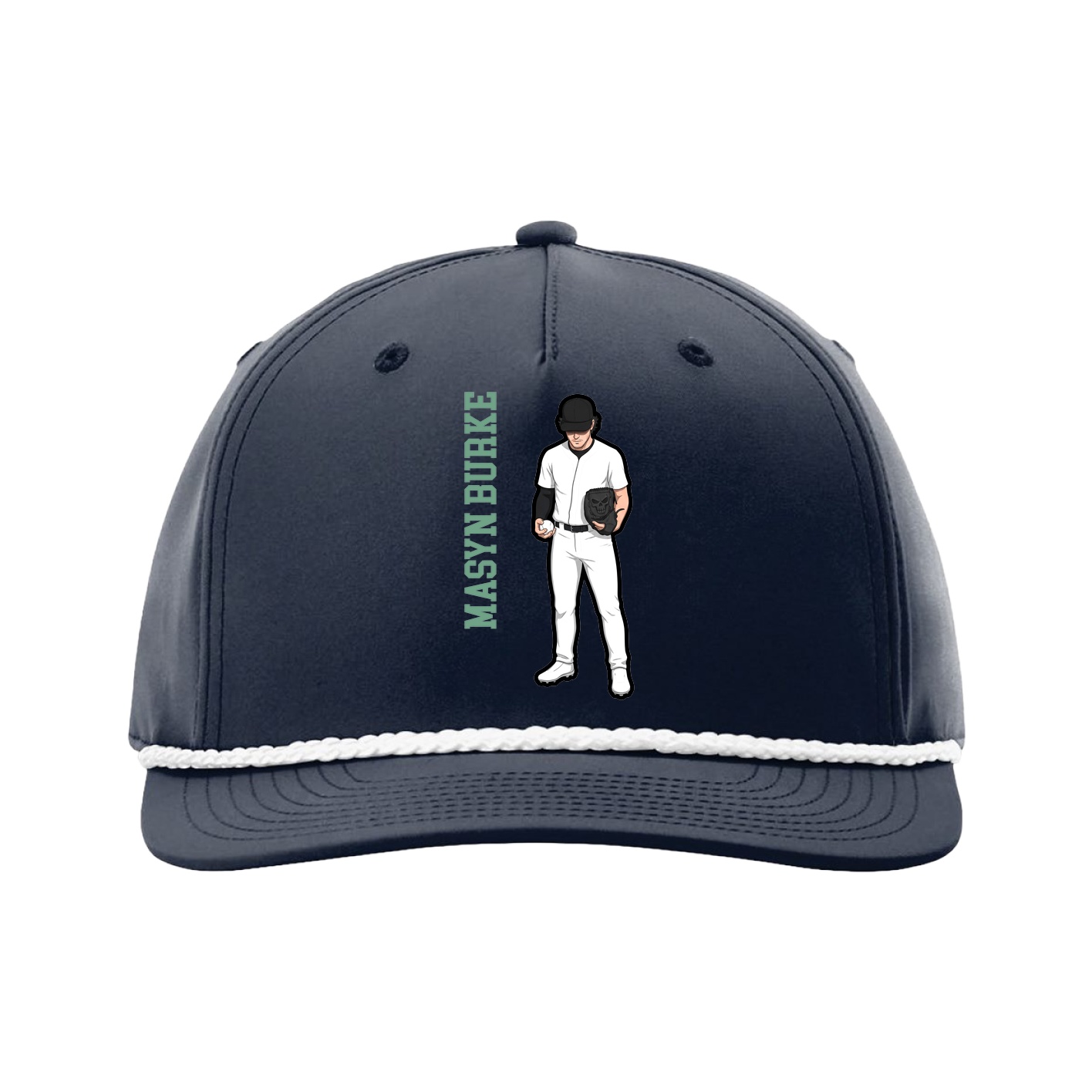 Five-Panel Classic Rope Cap — Name Vertical in Navy
