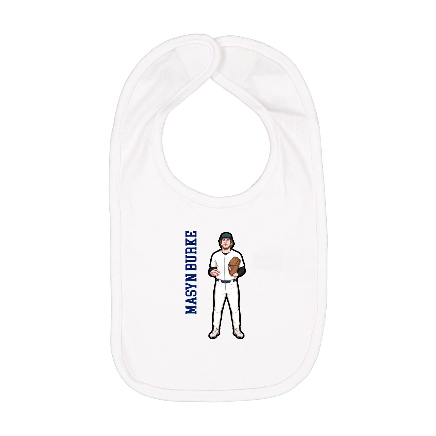 Infant Bib — Name Vertical in White