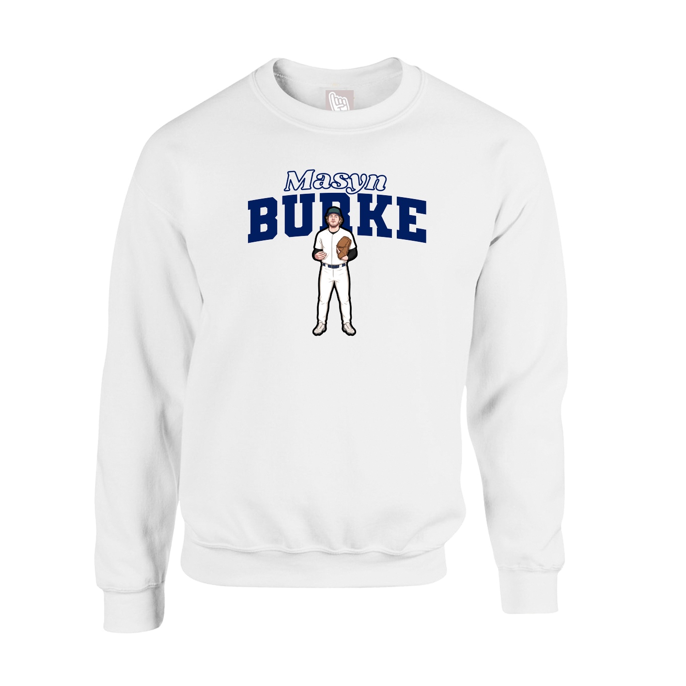 Fleece Crew — Name Arch in White
