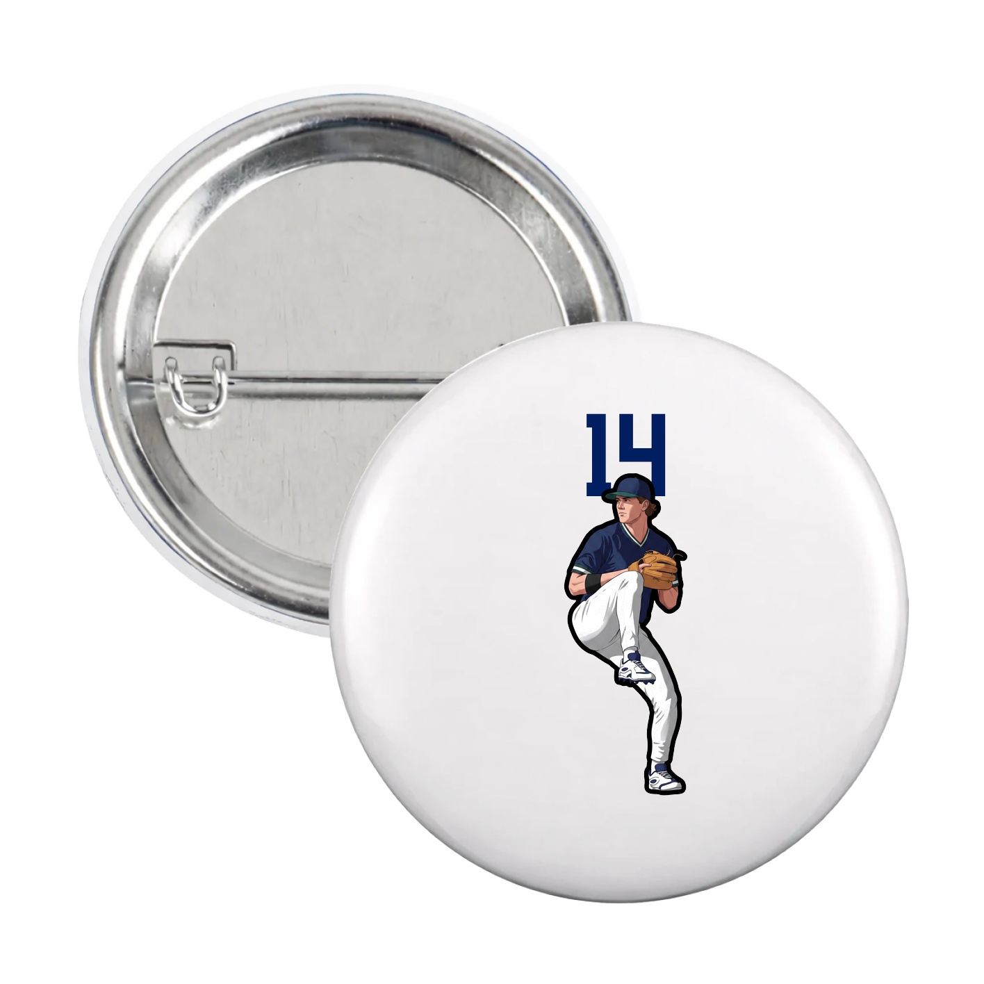 Game Day Button — Number Top in White