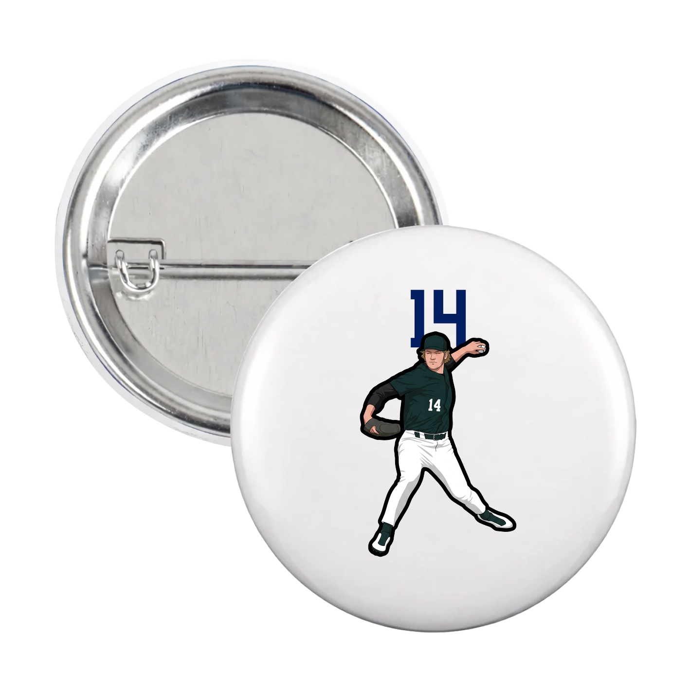Game Day Button — Number Top in White