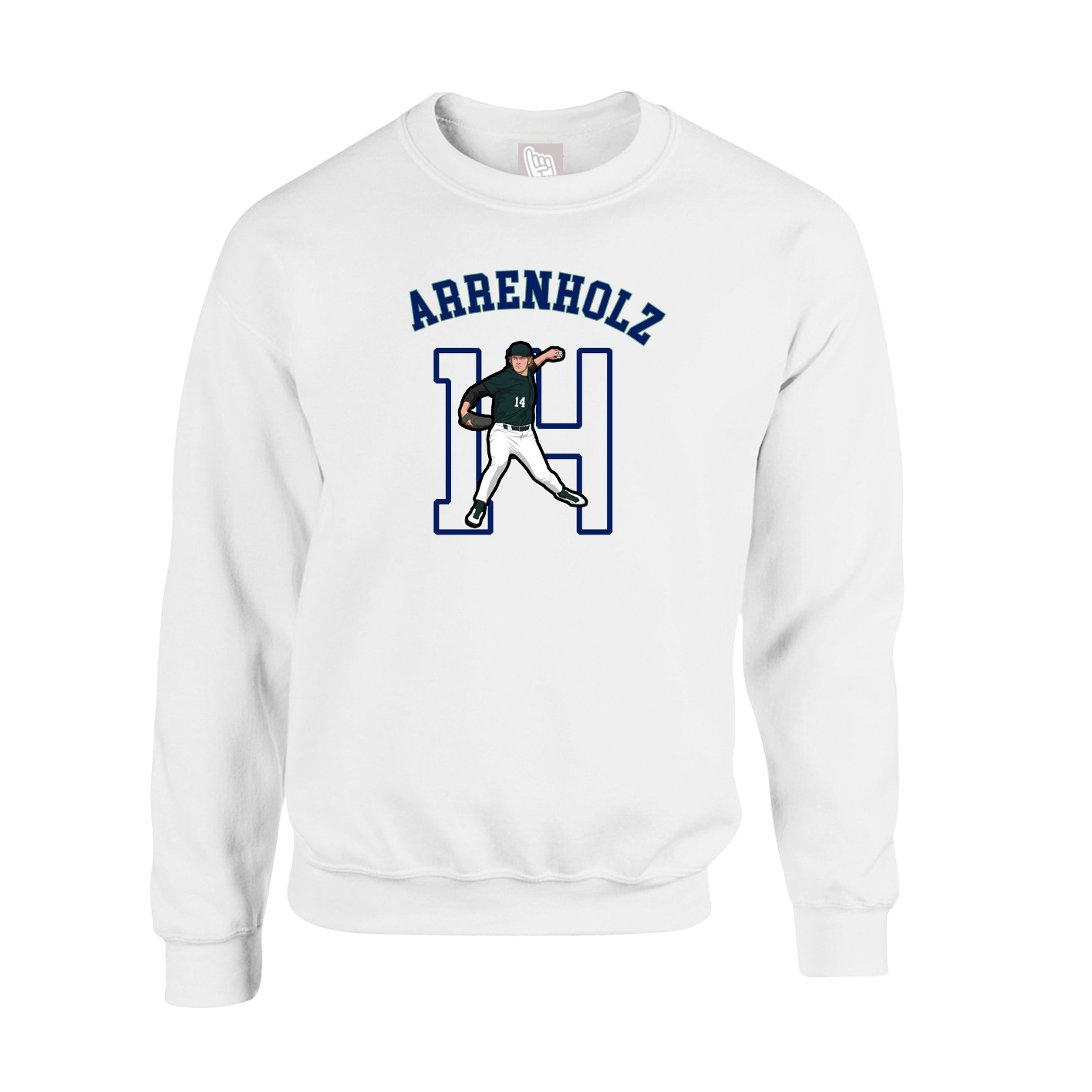Fleece Crew — Shirsey Arch in White