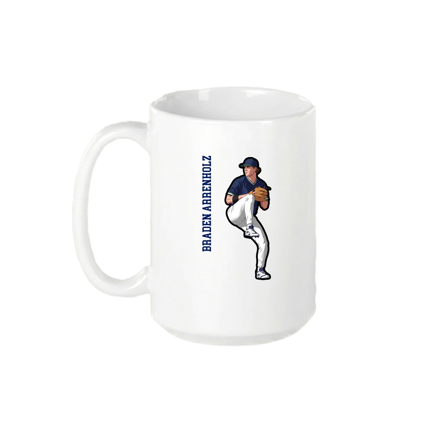 15oz Coffee Mug — Name Vertical in White