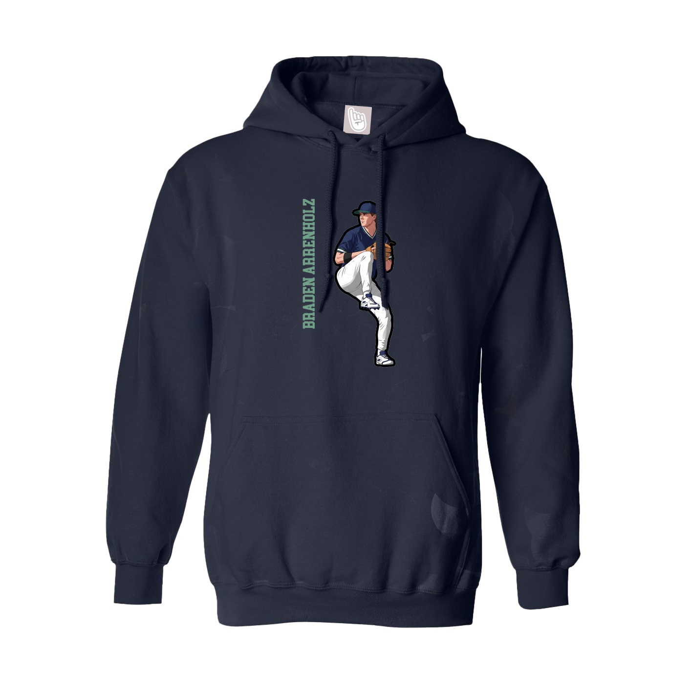 Hoodie — Name Vertical in Navy