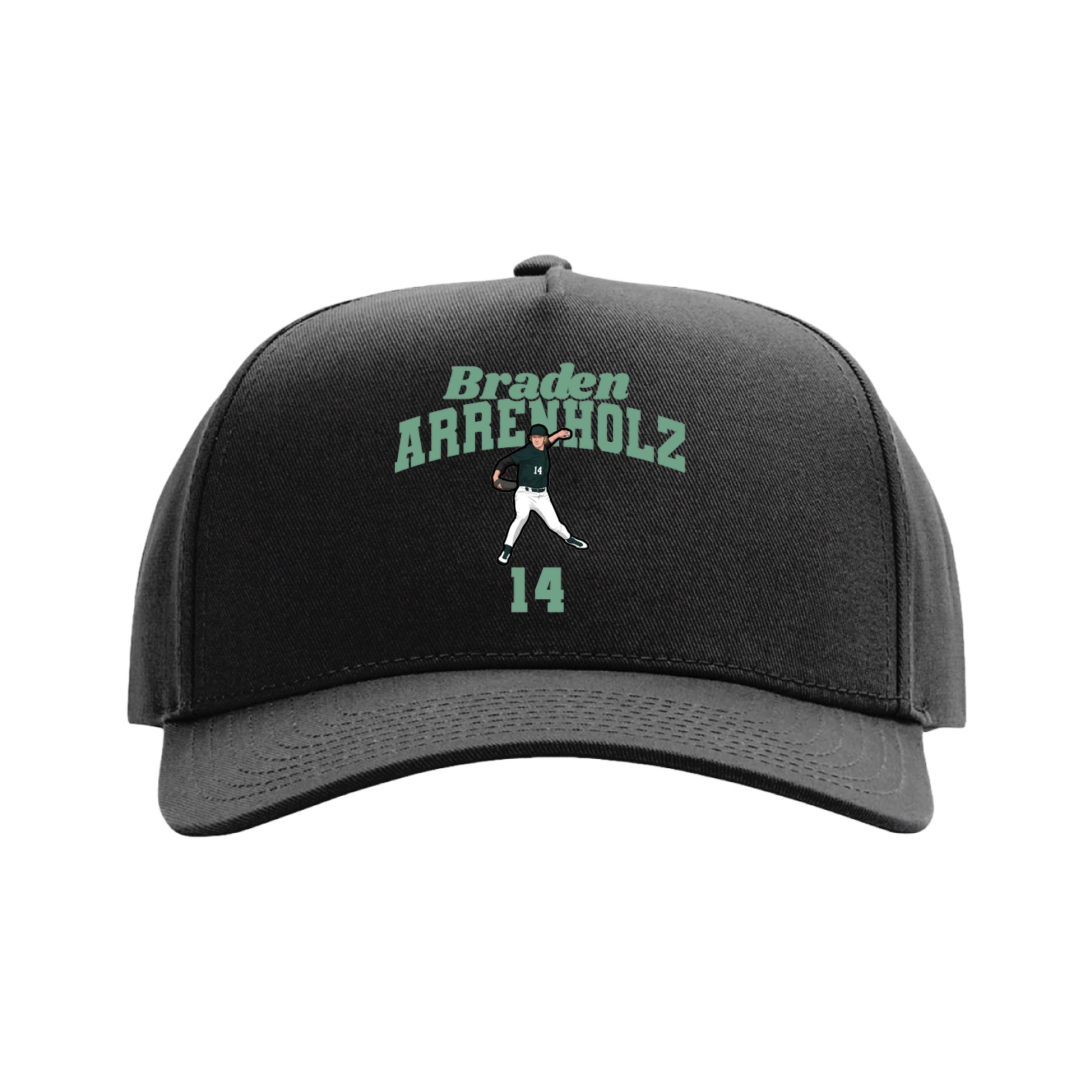 Full Fabric Five-Panel Champ Cap — Signature Arch in Black