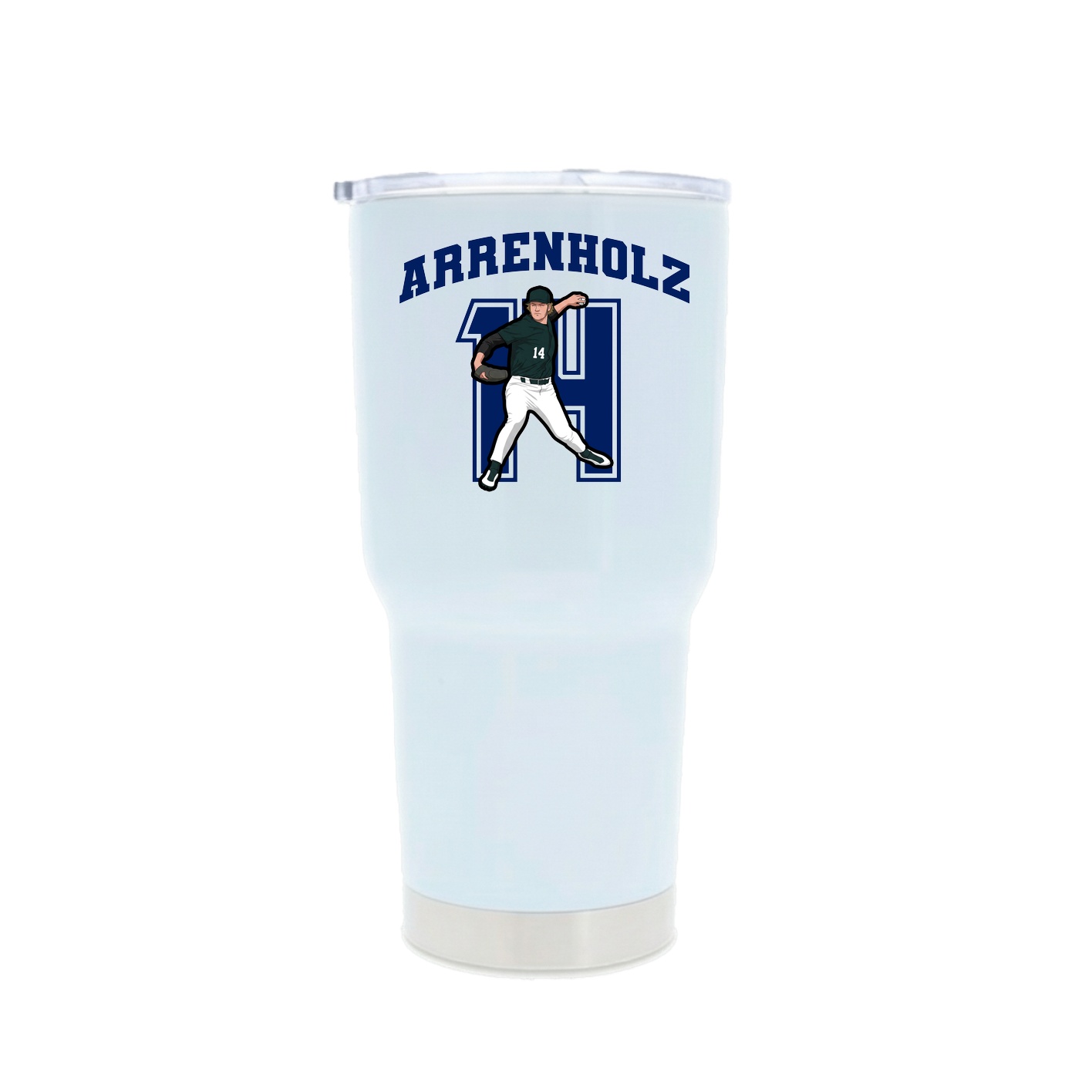 30oz Stainless Steel Tumbler — Number in White