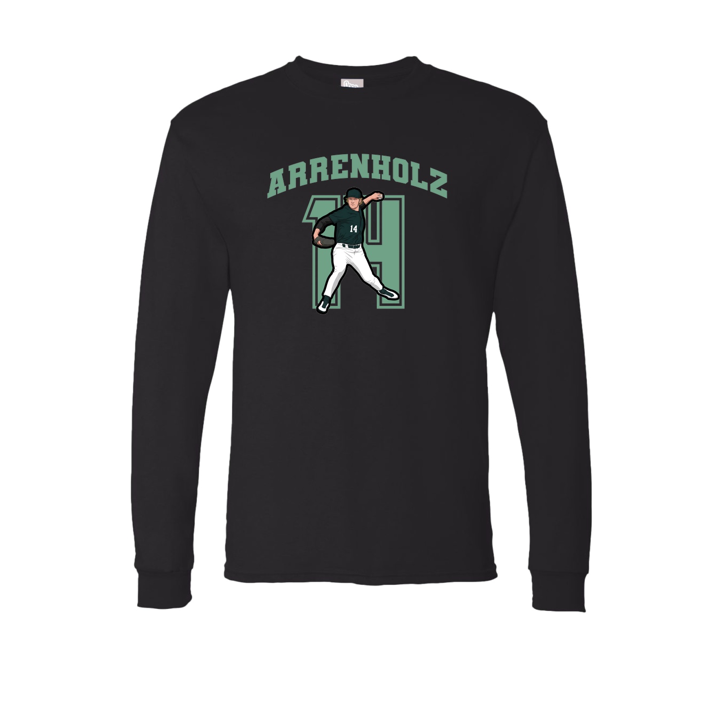 Long Sleeve Tee — Number in Black