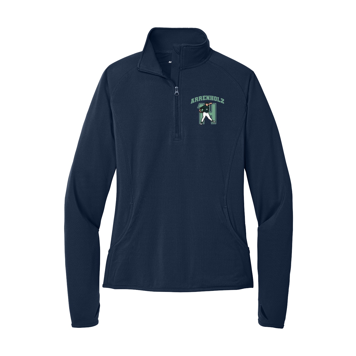 Women's Q-Zip Pullover — Number in Navy