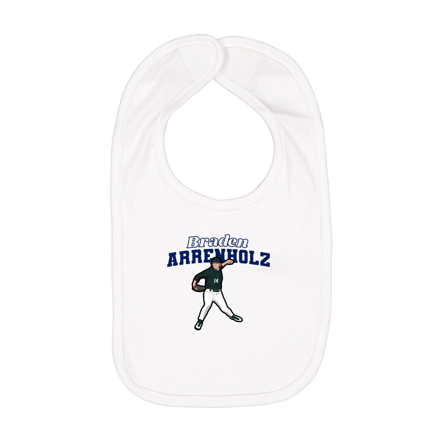 Infant Bib — Name Arch in White