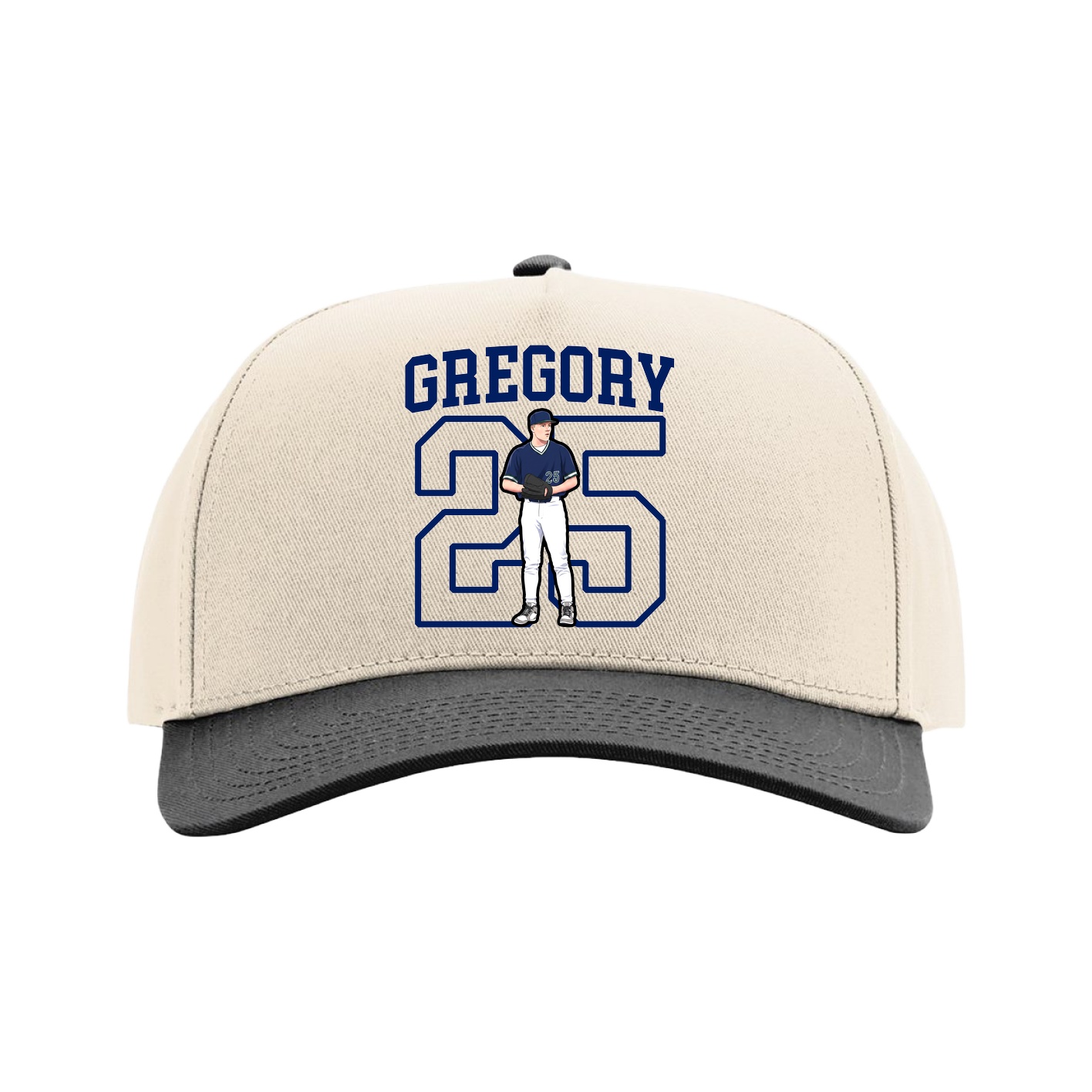 Full Fabric Five-Panel Champ Cap — Shirsey in Cream/Black